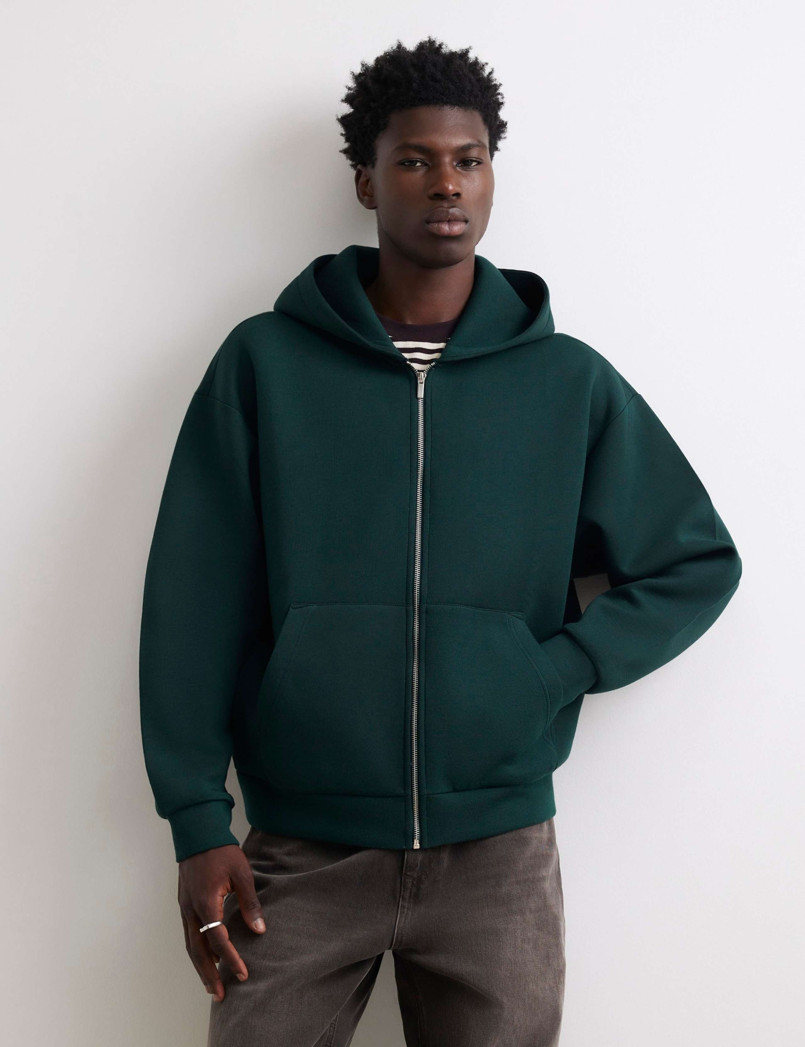 Oversized Pure Cotton Long Sleeve Zip Up Hoodie