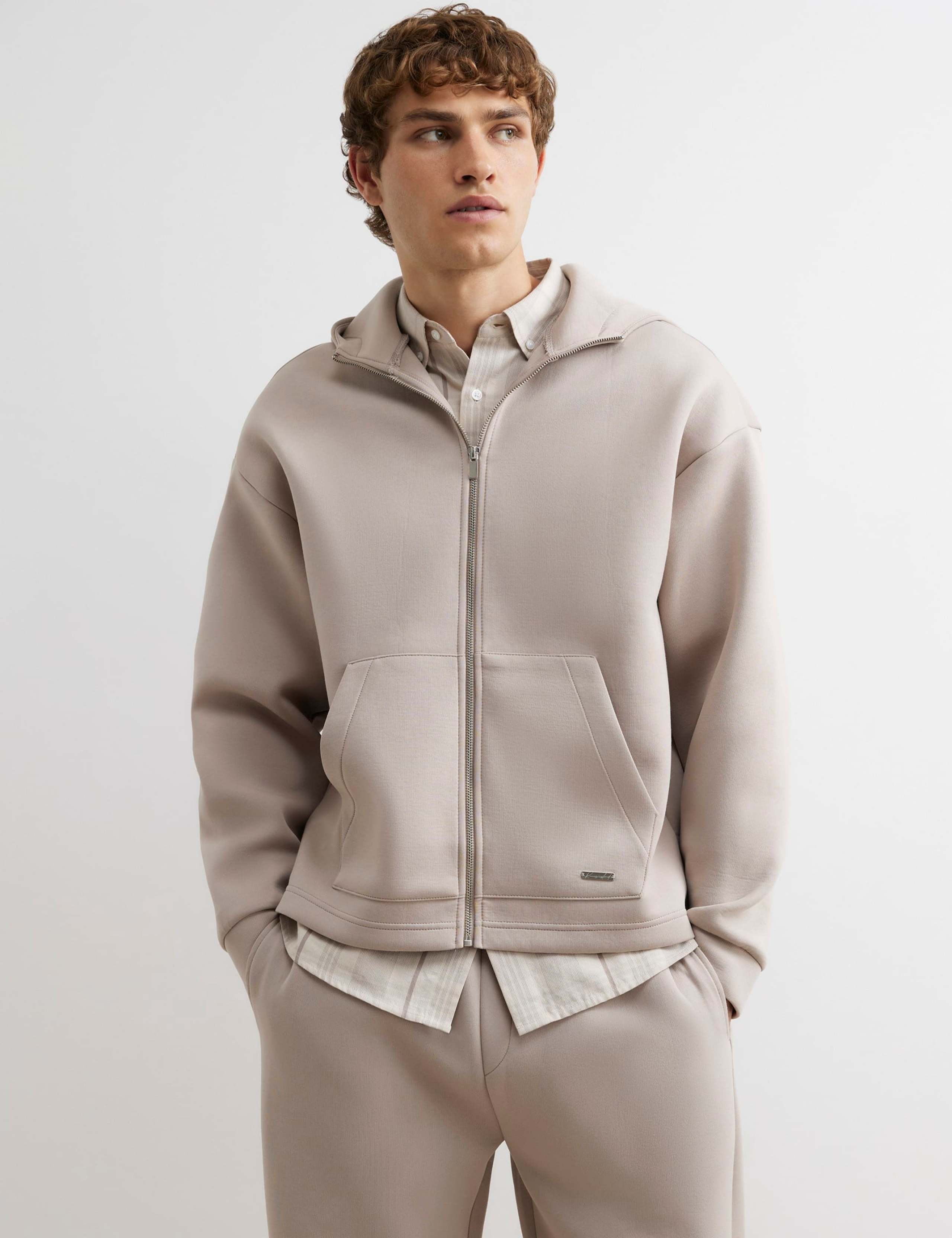 Oversized Pure Cotton Long Sleeve Zip Up Hoodie