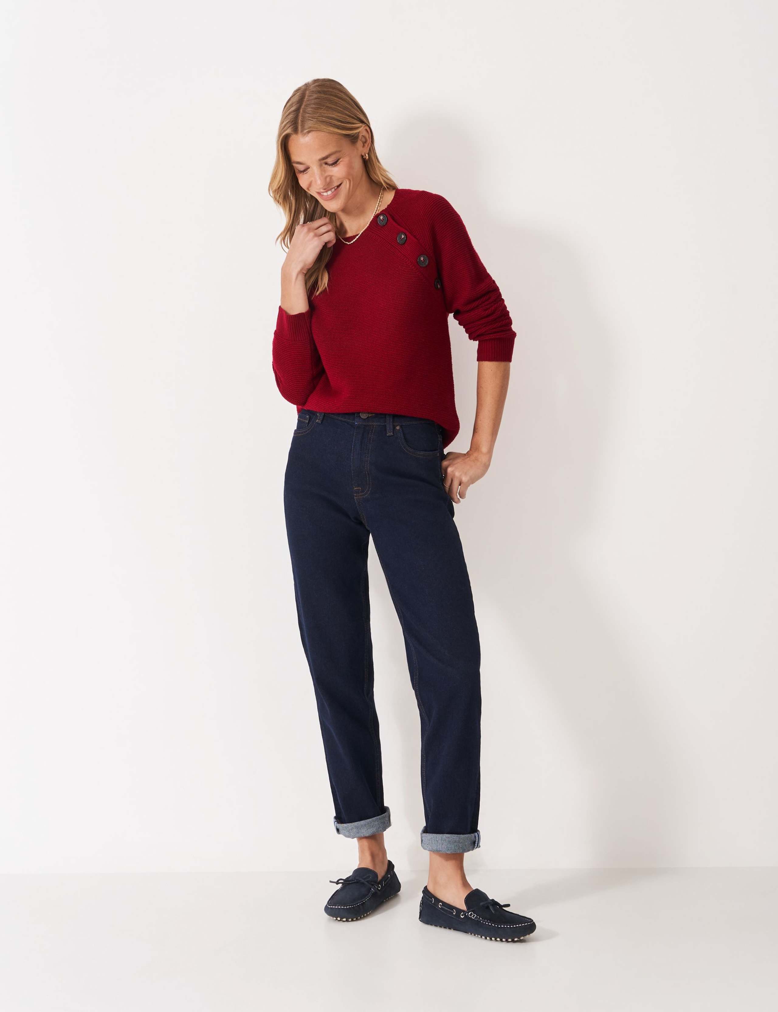 Wool Rich Button Neck Jumper