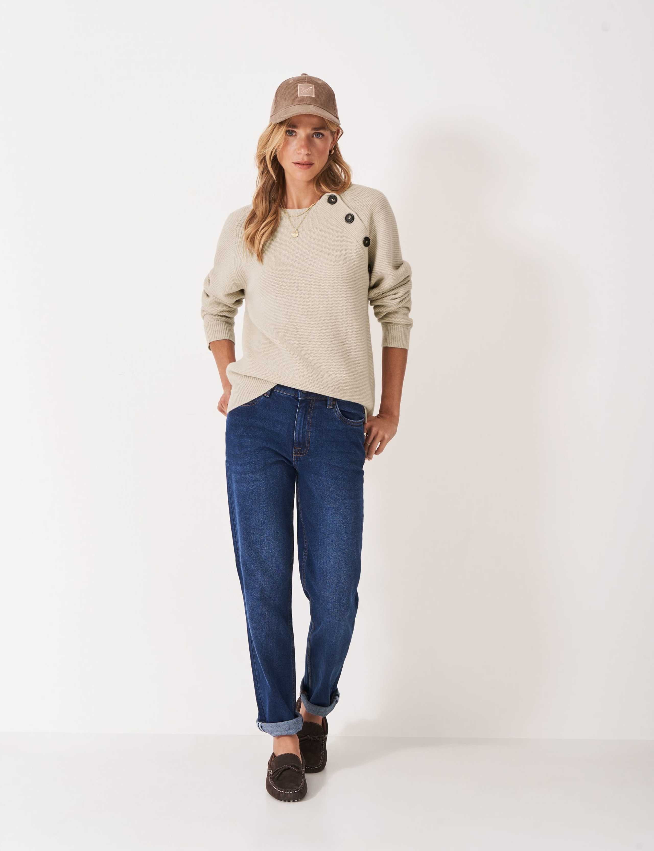 Wool Rich Button Neck Jumper