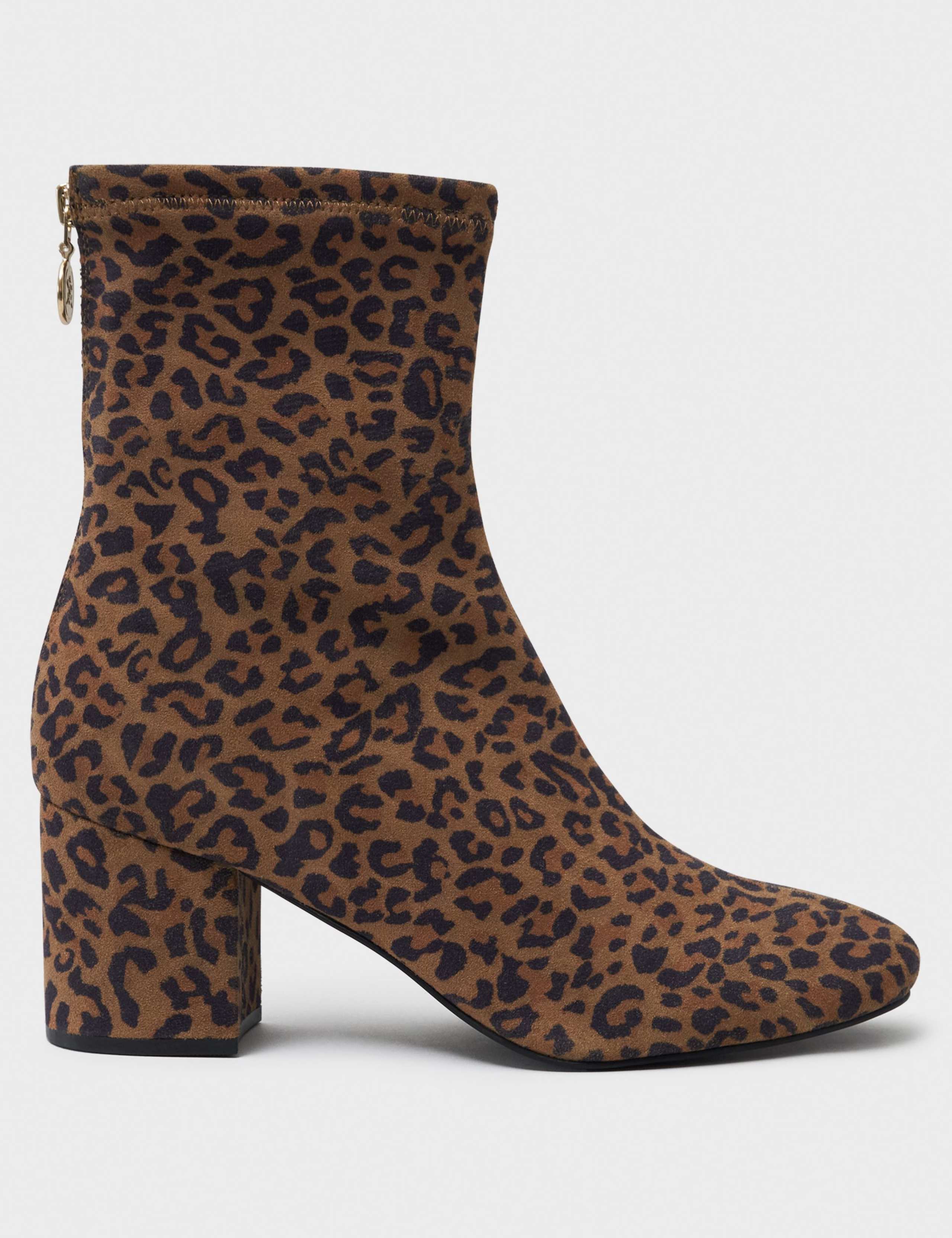 Suede Leopard Print Ankle Boots