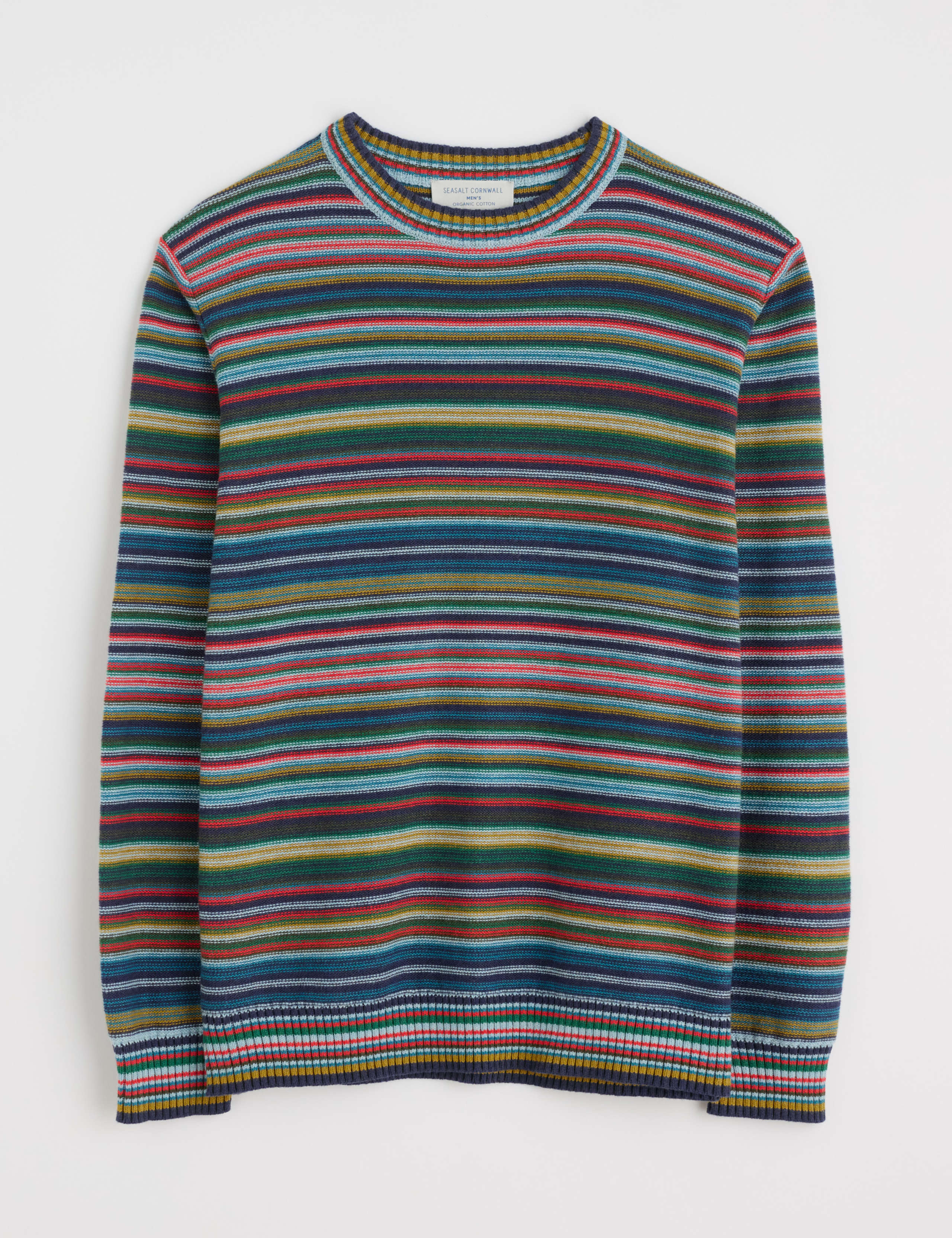 Pure Cotton Striped Crew Neck Jumper