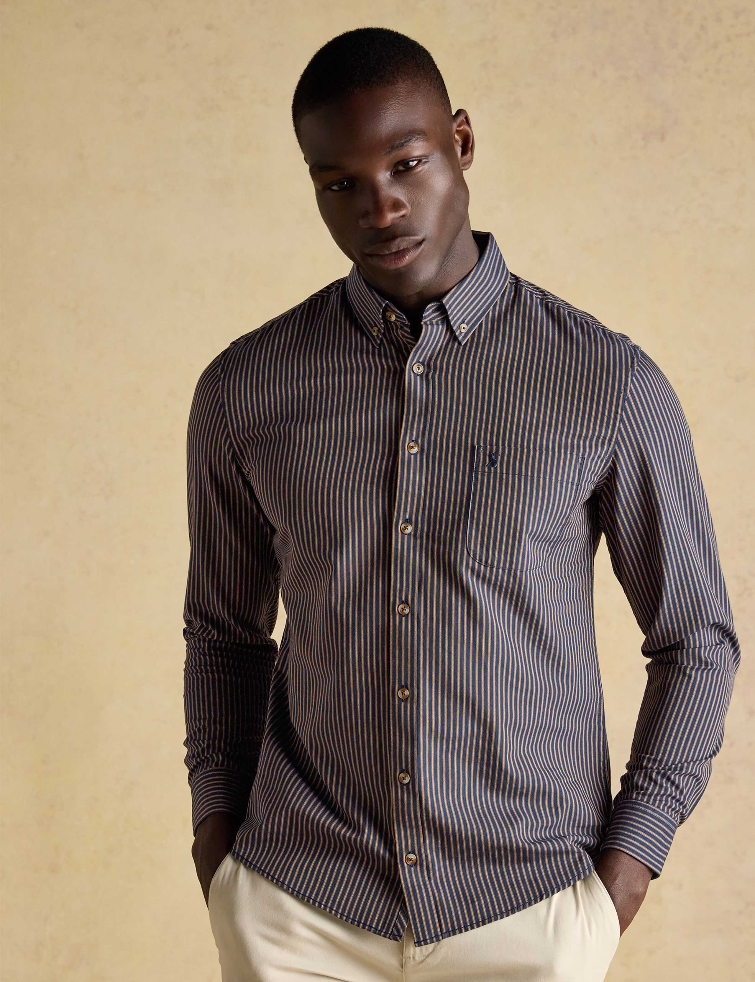 Regular Fit Pure Cotton Striped Oxford Shirt