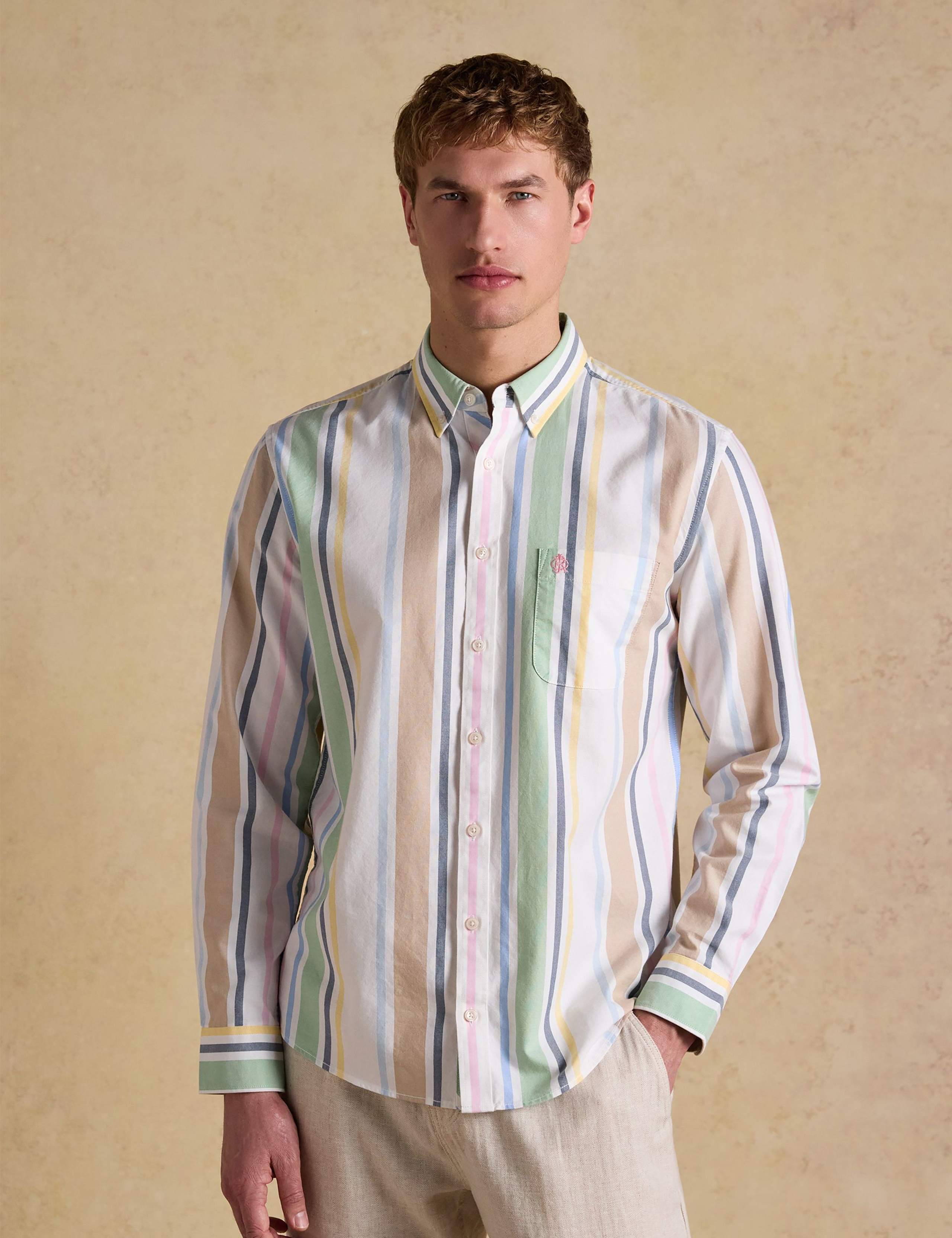 Regular Fit Pure Cotton Striped Oxford Shirt