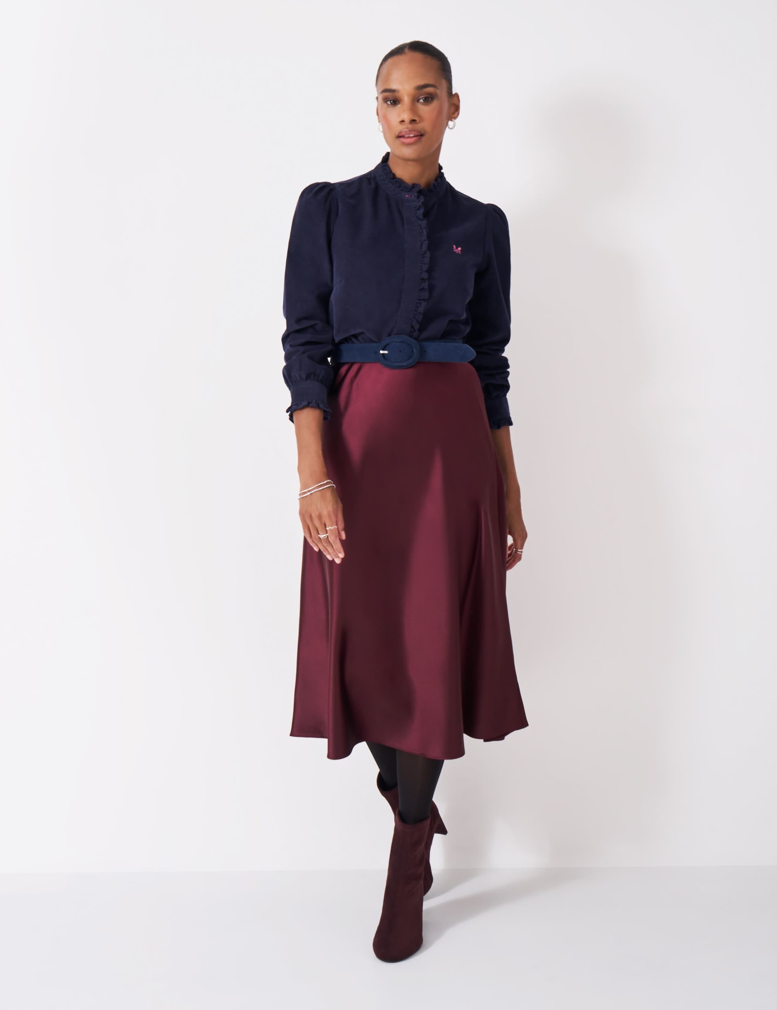 Cord Pie Crust Collared Blouse