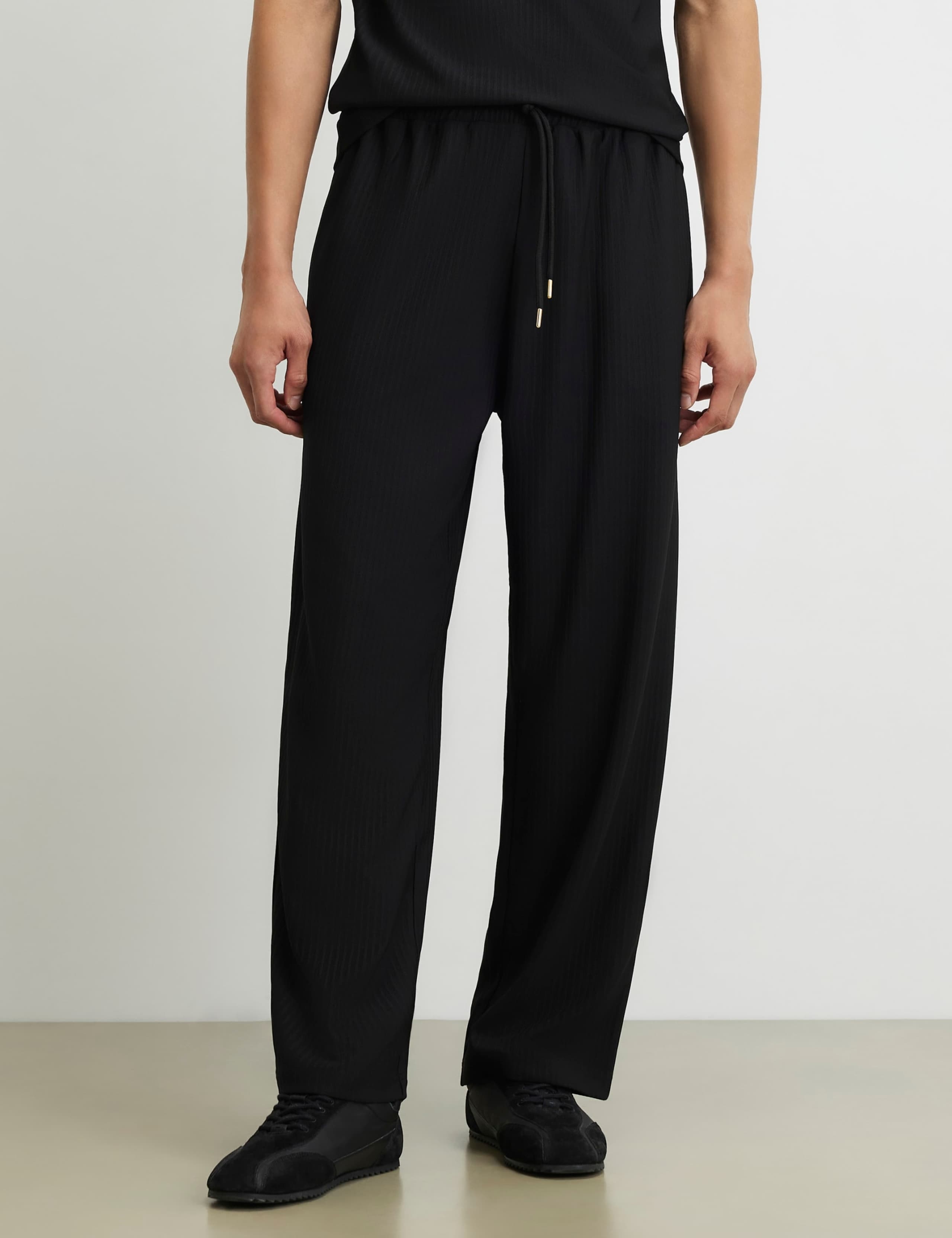 Textured Wide Leg Joggers