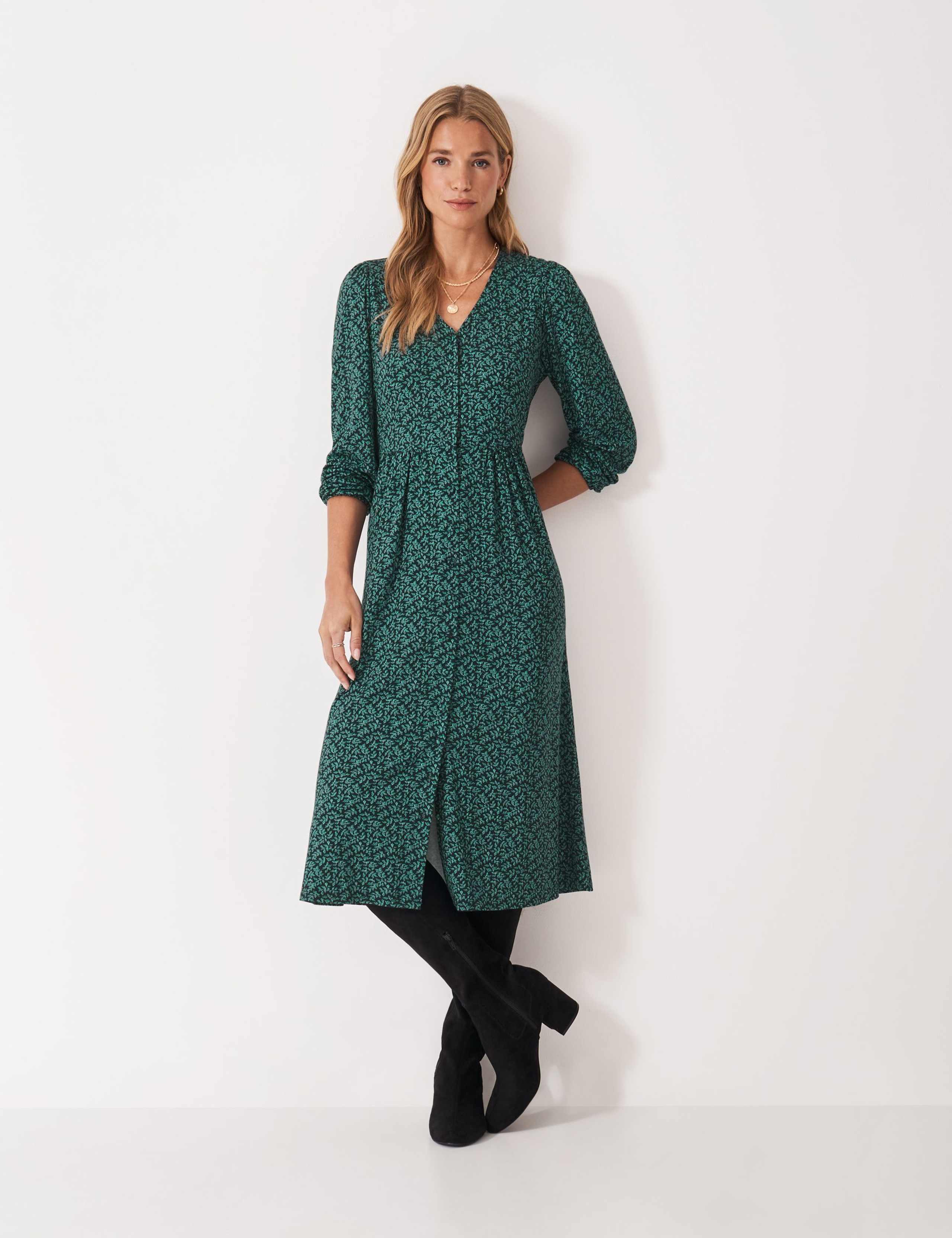 Jersey Printed Button Through Midi Dress