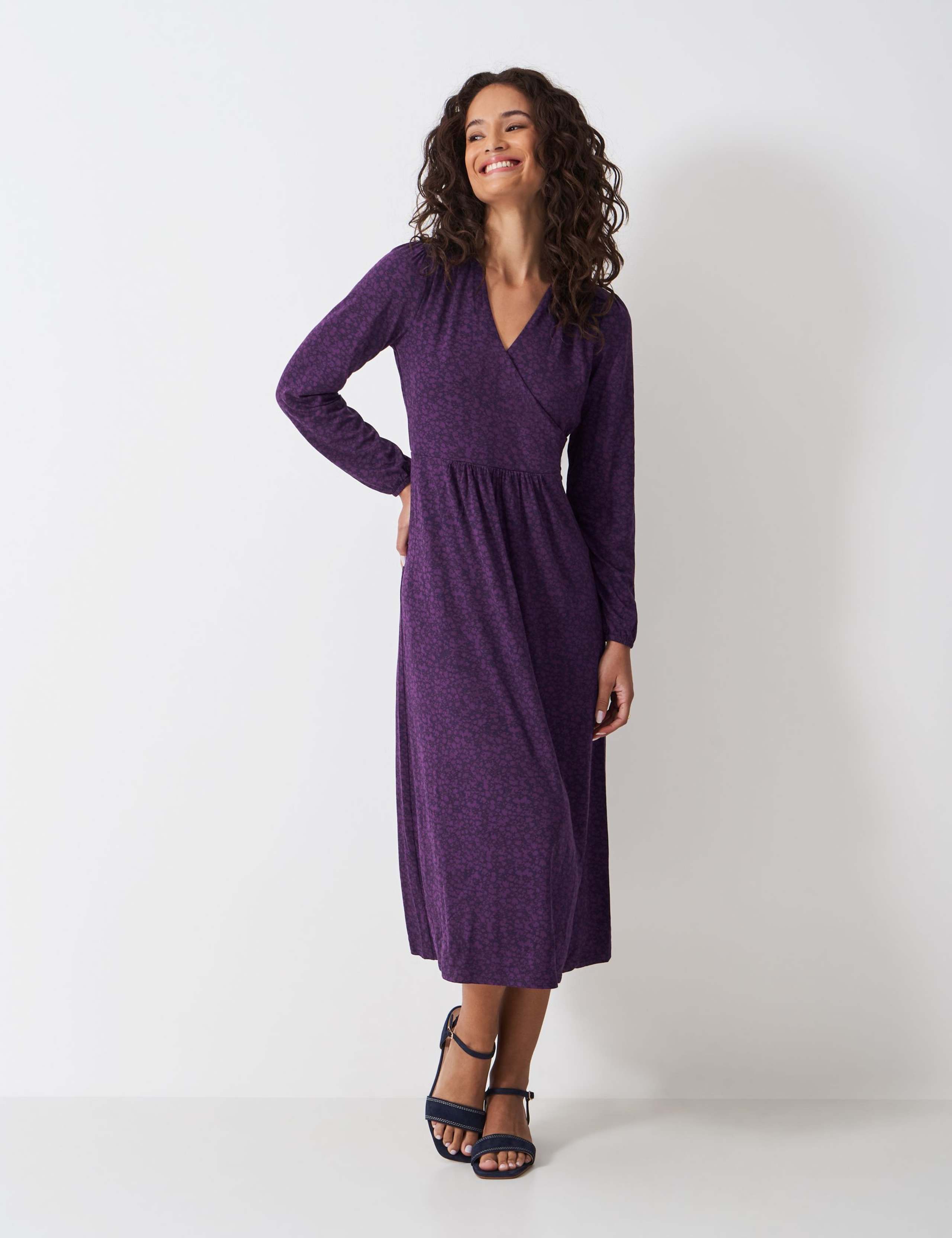 Jersey Printed Midi Wrap Dress