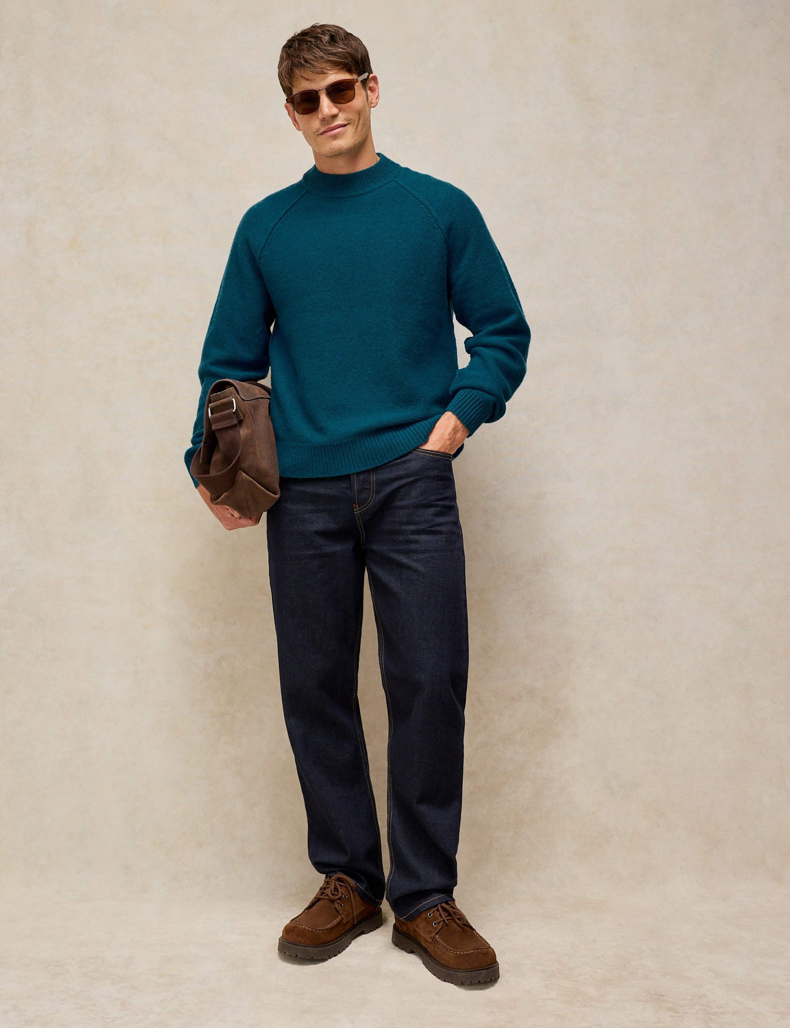 Regular Fit Wool Rich Mock Neck Jumper