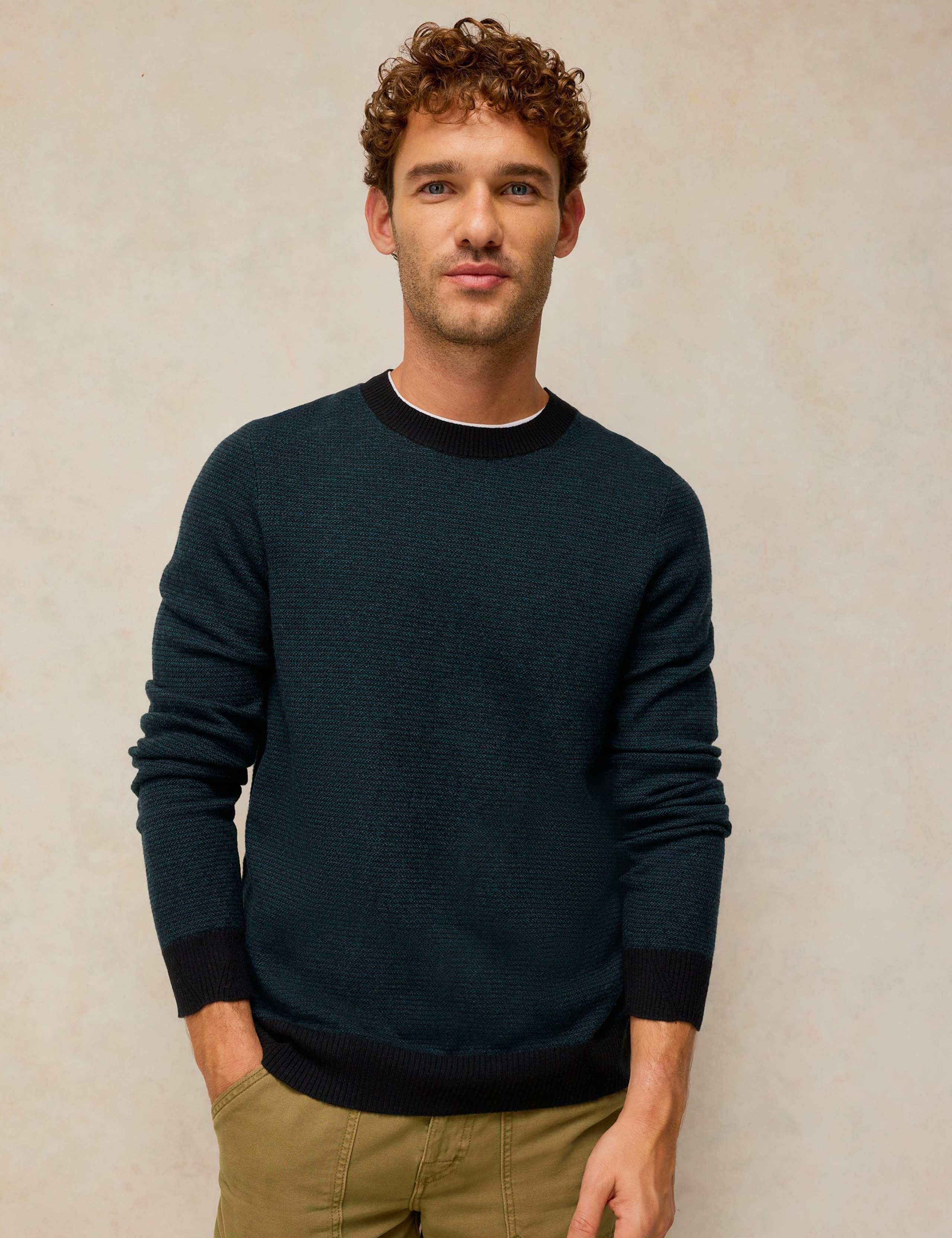 Cotton Rich Jacquard Crew Neck Jumper