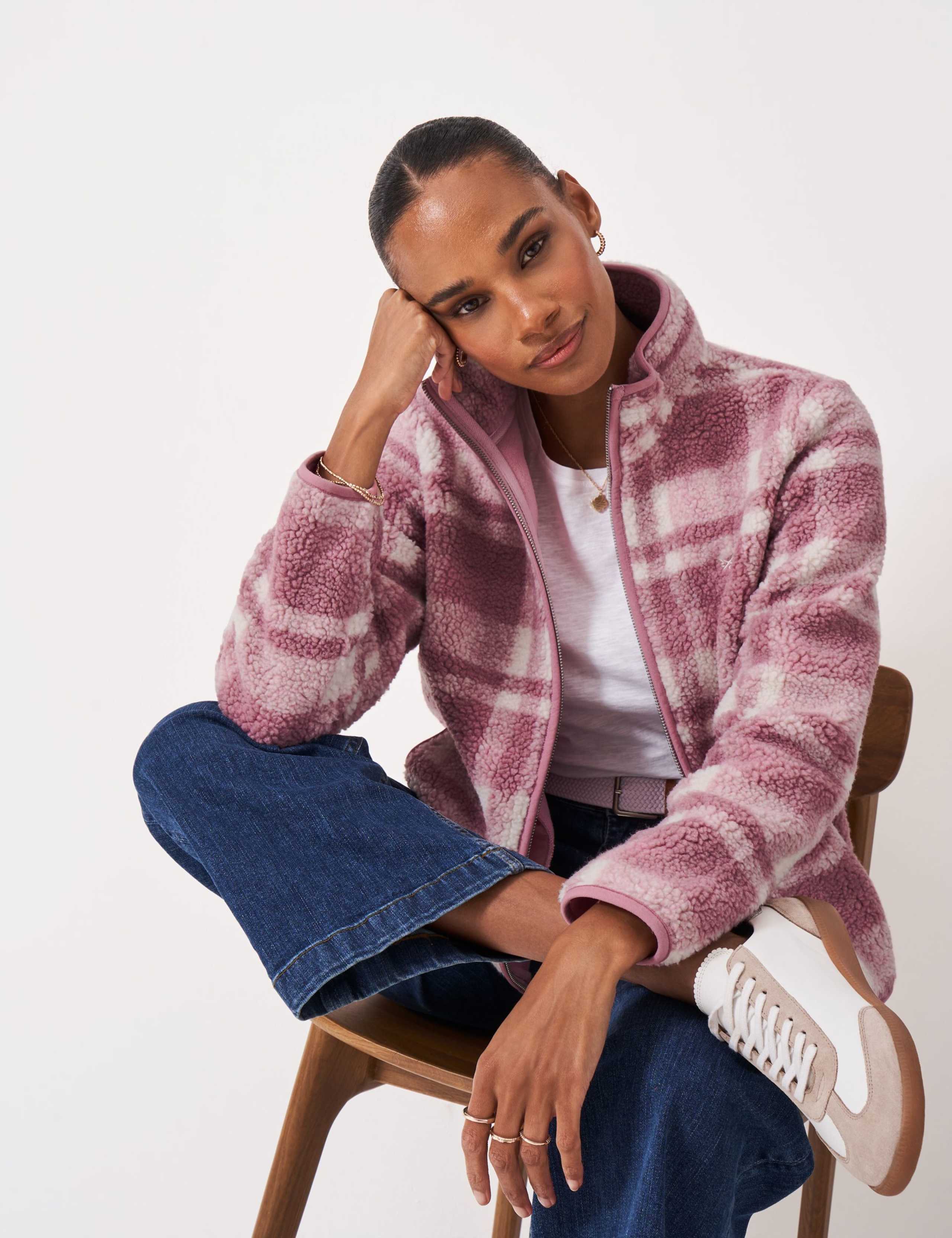 Bouclé Fleece Zip Up Jacket