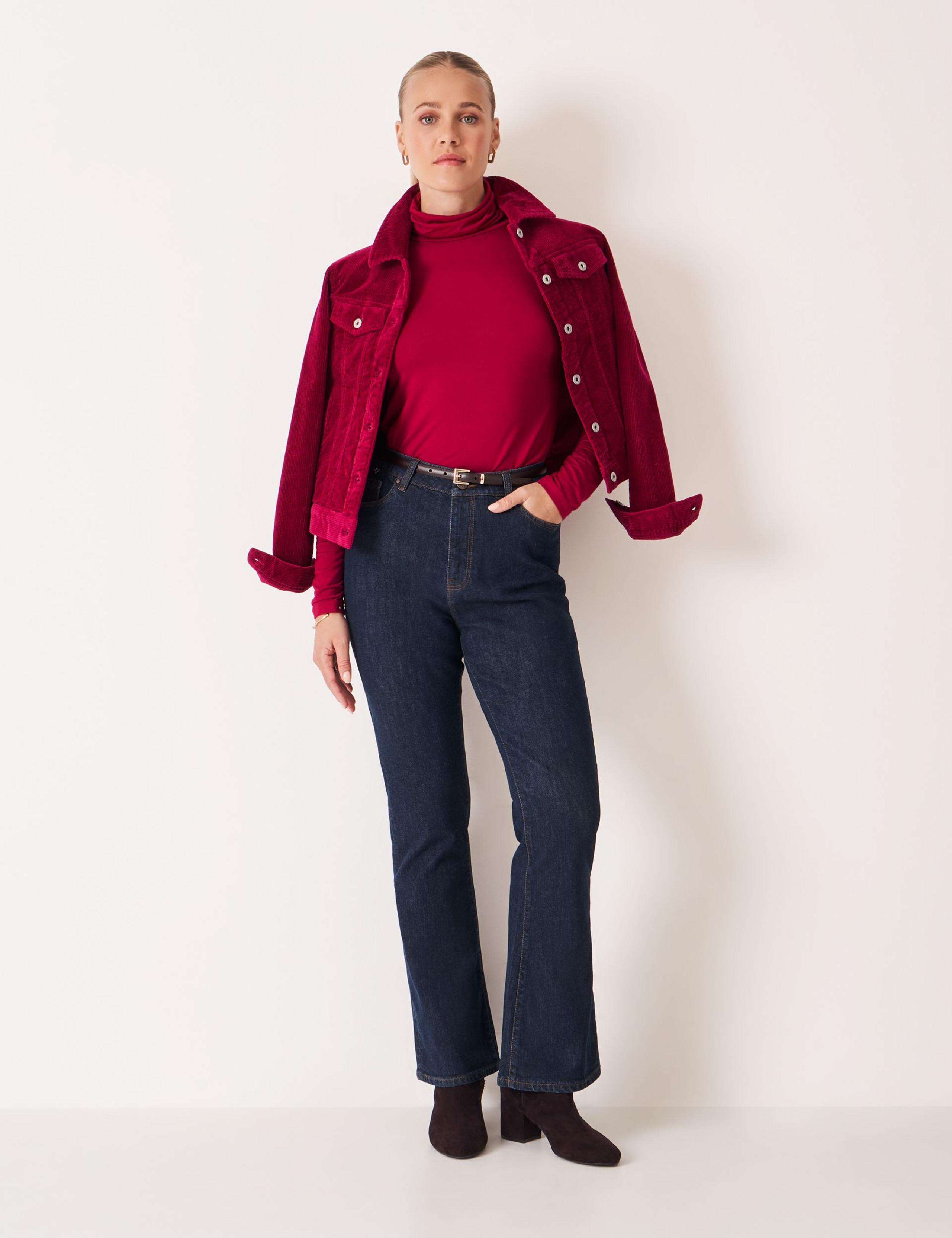 Cotton Rich Denim High Waisted Bootcut Jeans