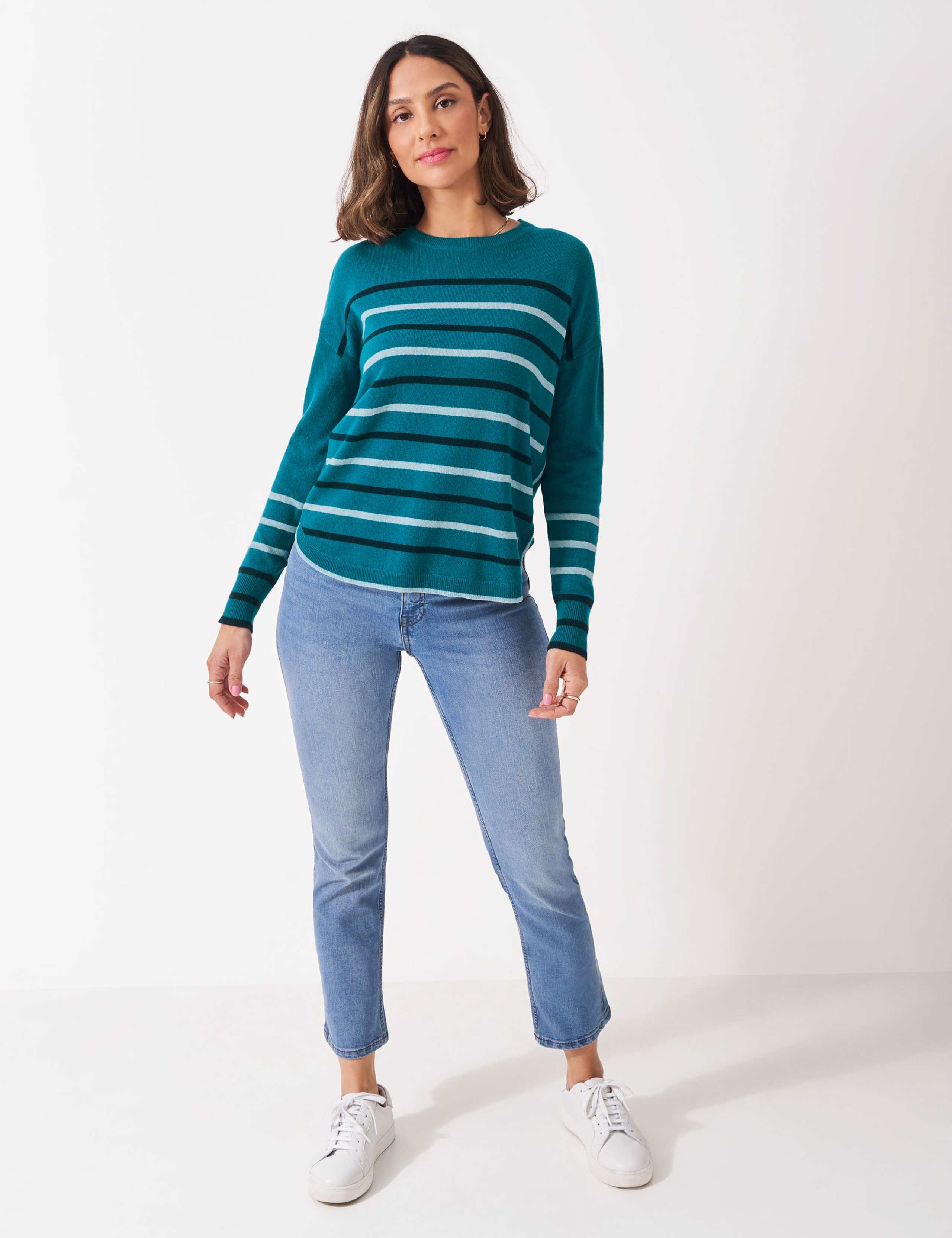 Merino Wool Rich Striped Crew Neck Jumper
