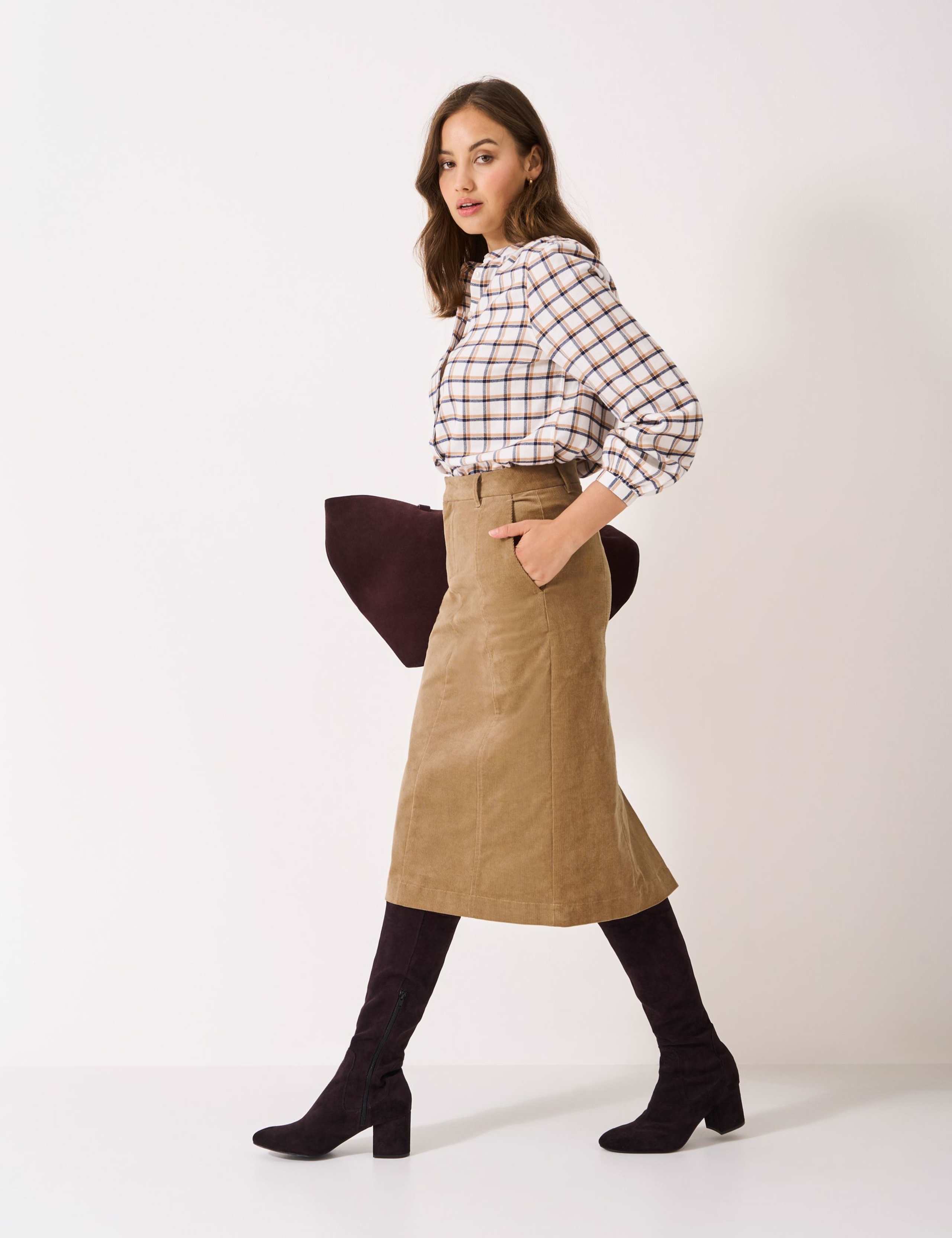 Cord Midi A-Line Skirt