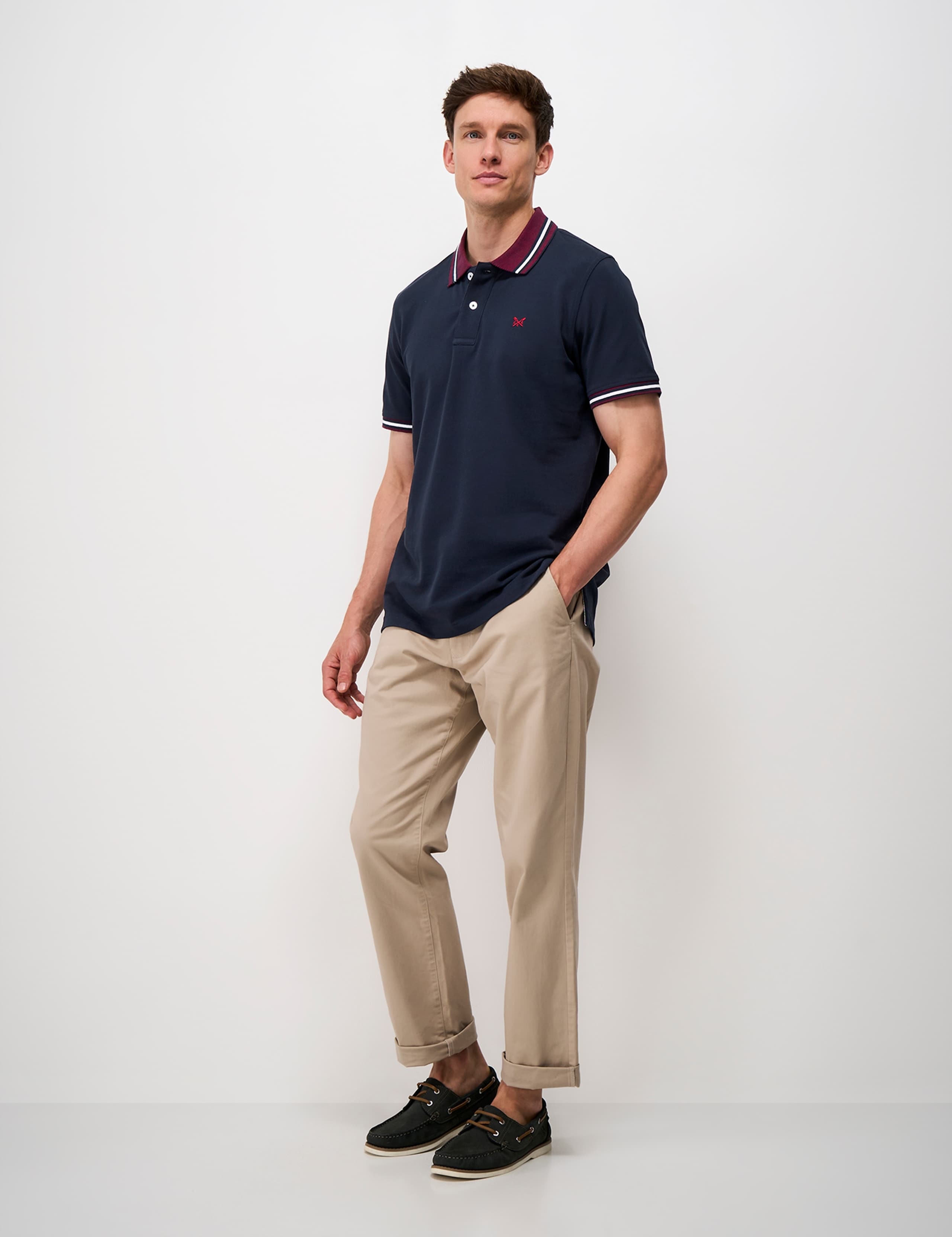 Pure Cotton Two Tone Collar Polo Shirt