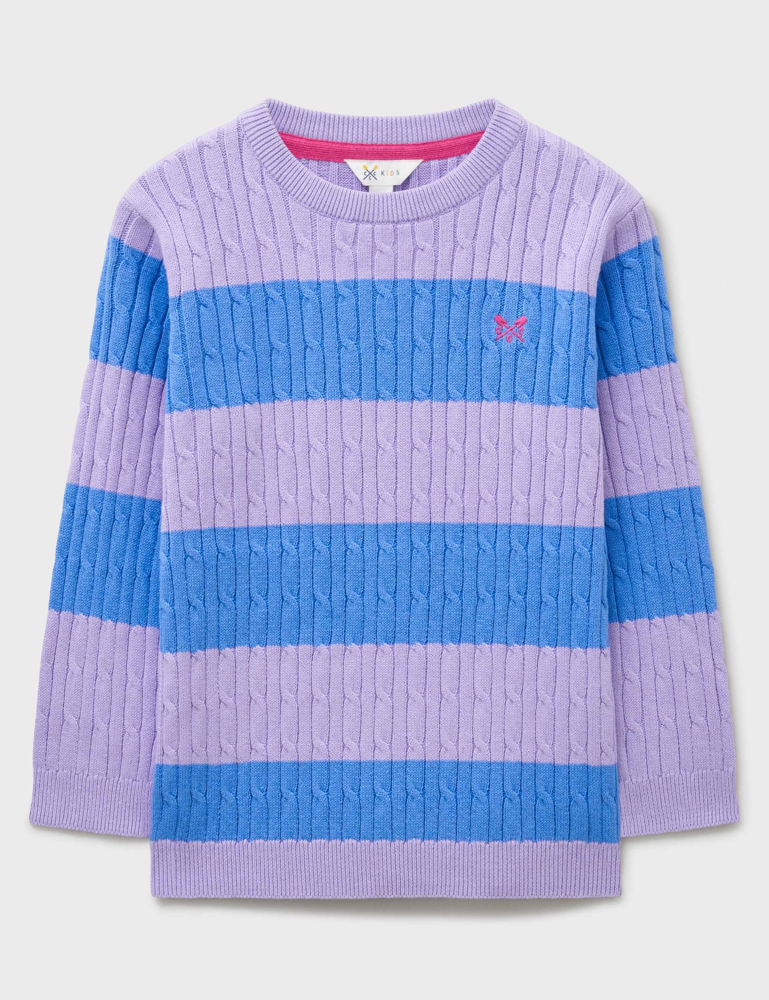 Pure Cotton Striped Cable Knit Jumper (3-12 Yrs)