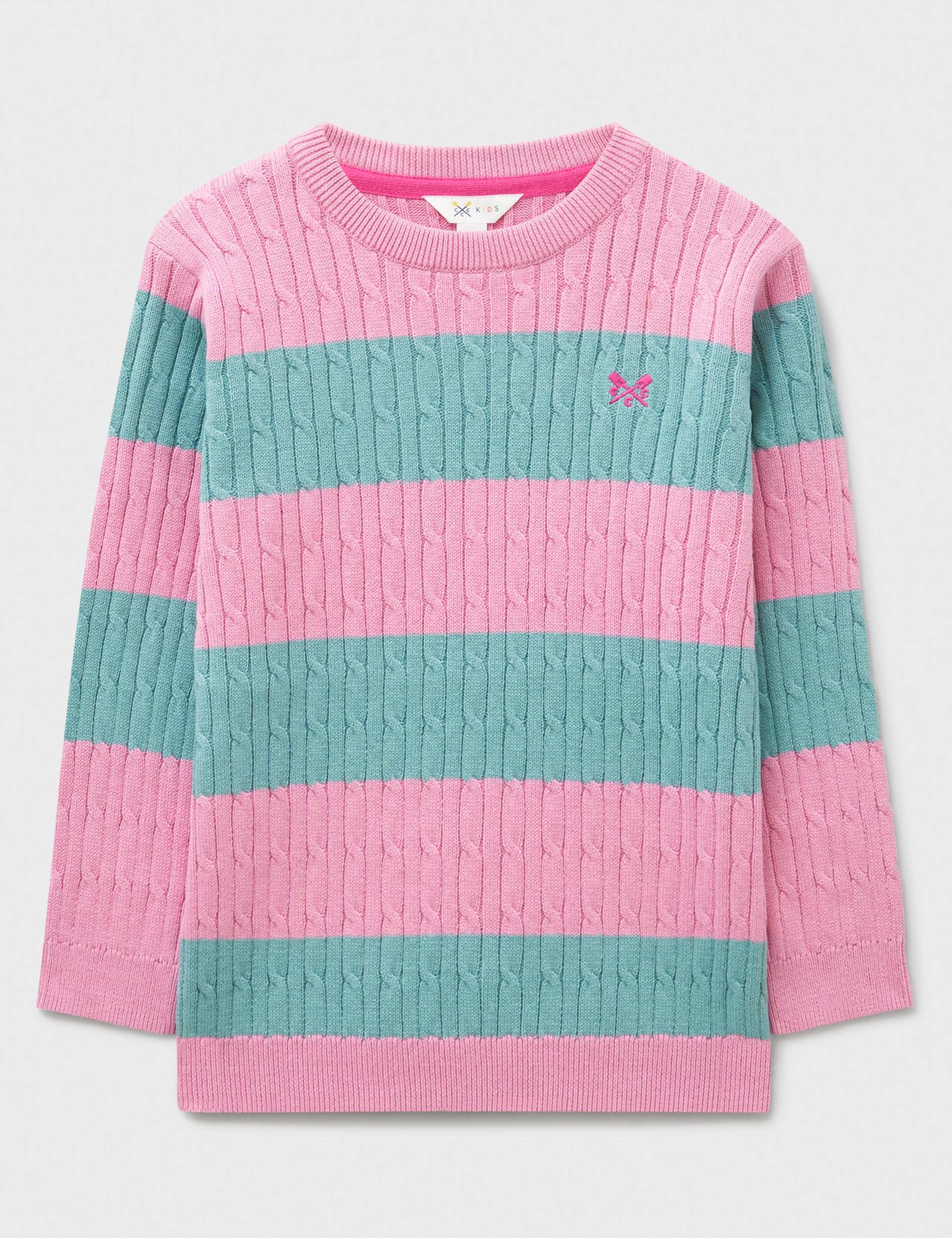 Pure Cotton Striped Cable Knit Jumper (3-12 Yrs)