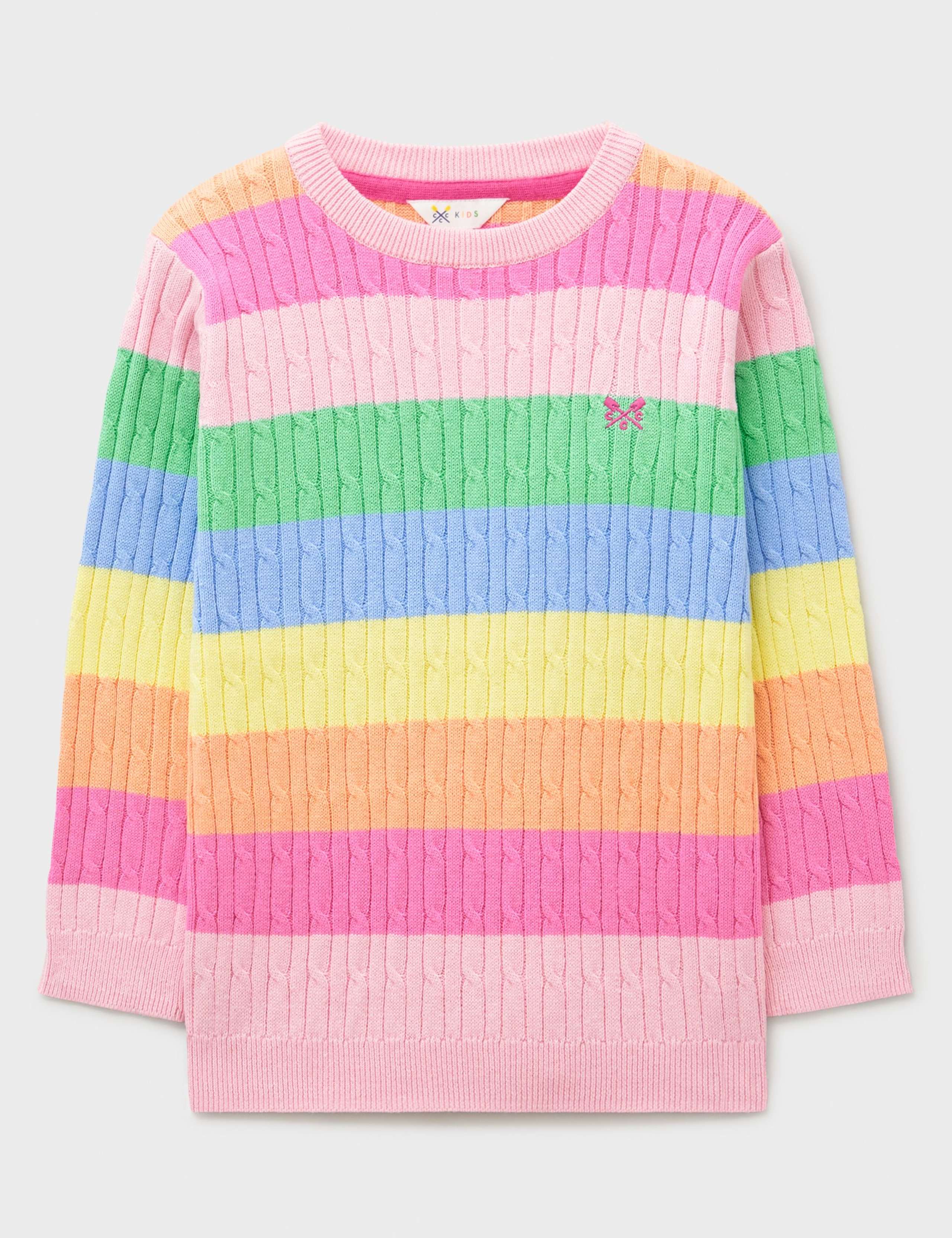 Pure Cotton Striped Cable Knit Jumper (3-12 Yrs)