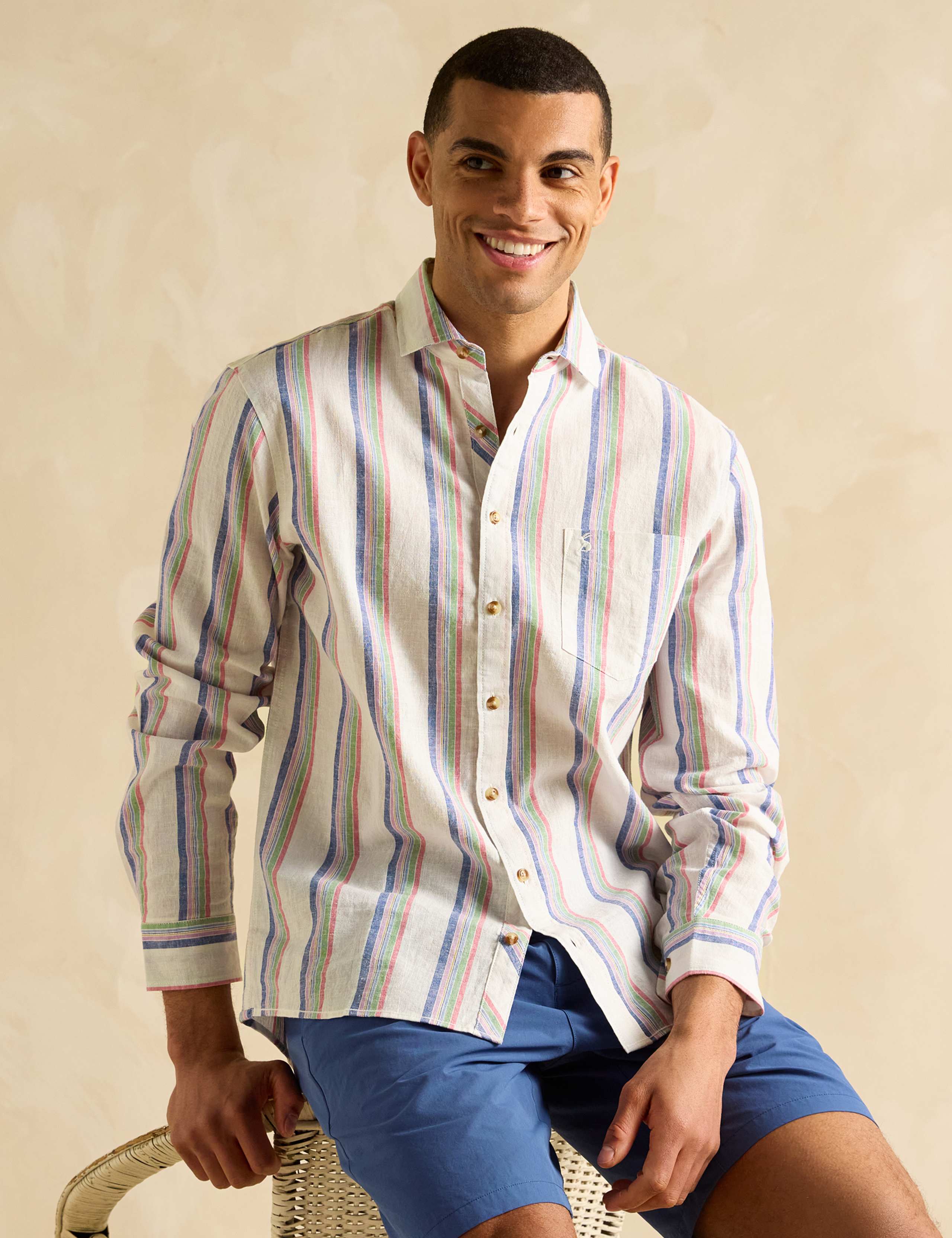 Linen Blend Striped Shirt