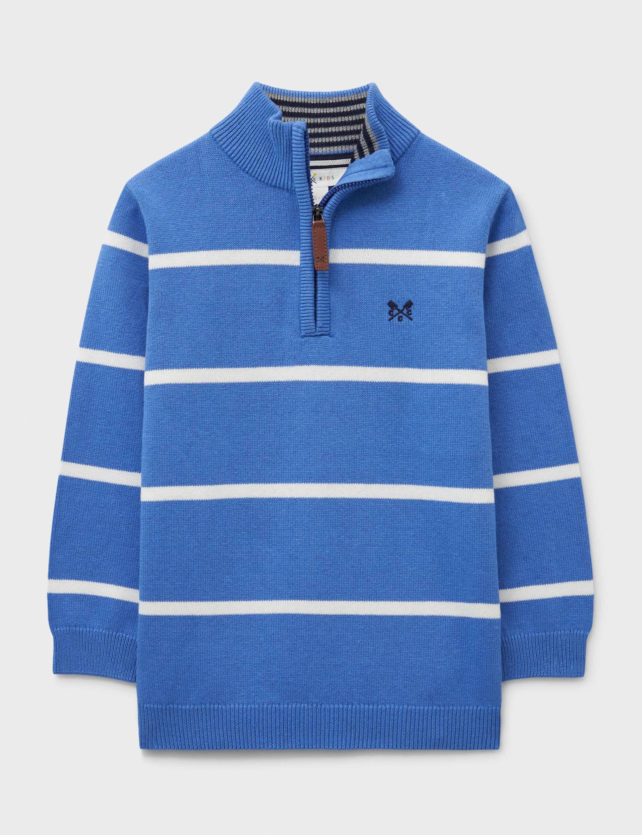 Pure Cotton Striped Half Zip Jumper (3-12 Yrs)