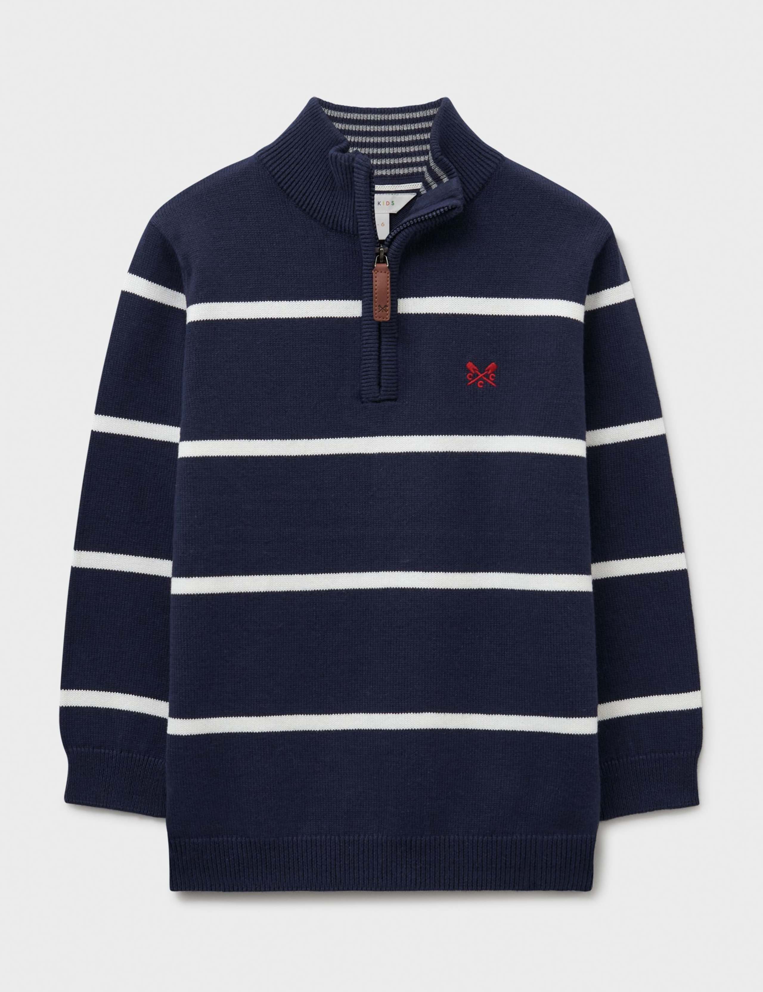 Pure Cotton Striped Half Zip Jumper (3-12 Yrs)