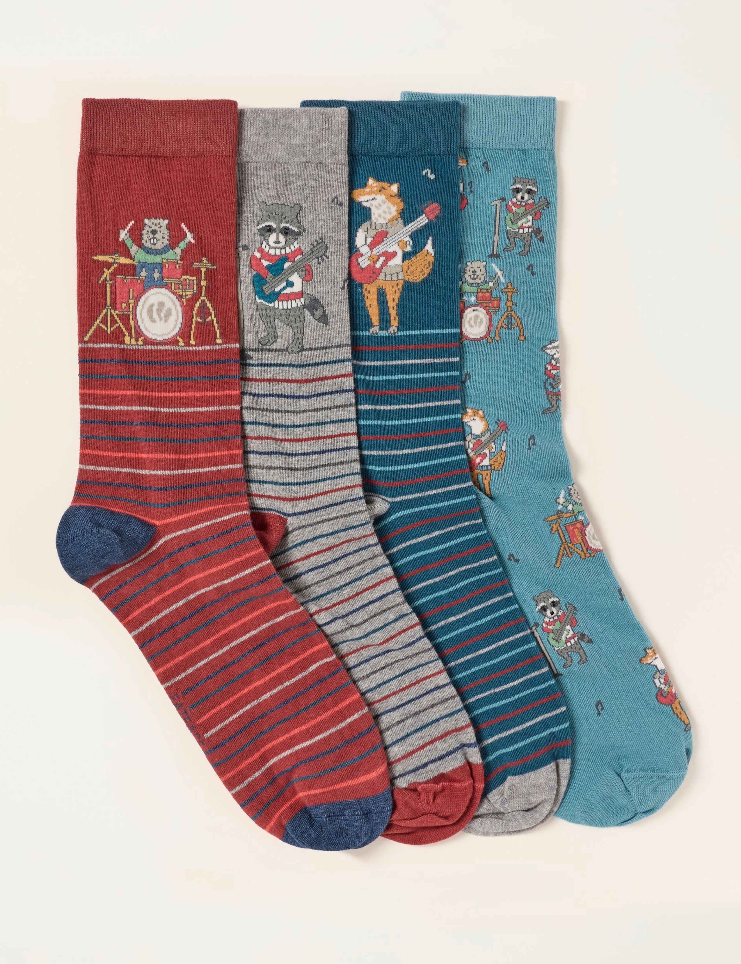4 Pack Novelty Cotton Rich Socks