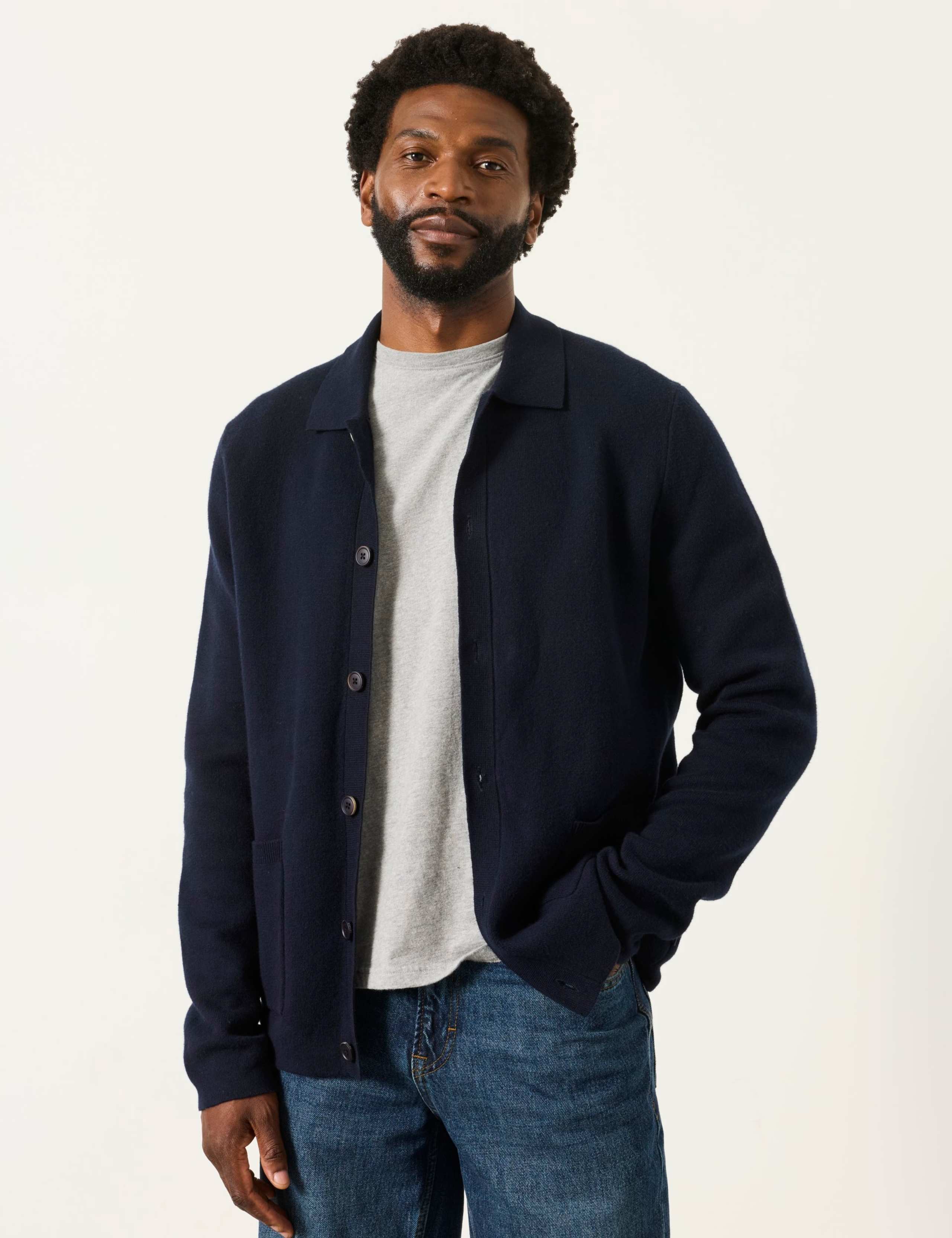 Cotton Rich Collared Cardigan with Cashmere