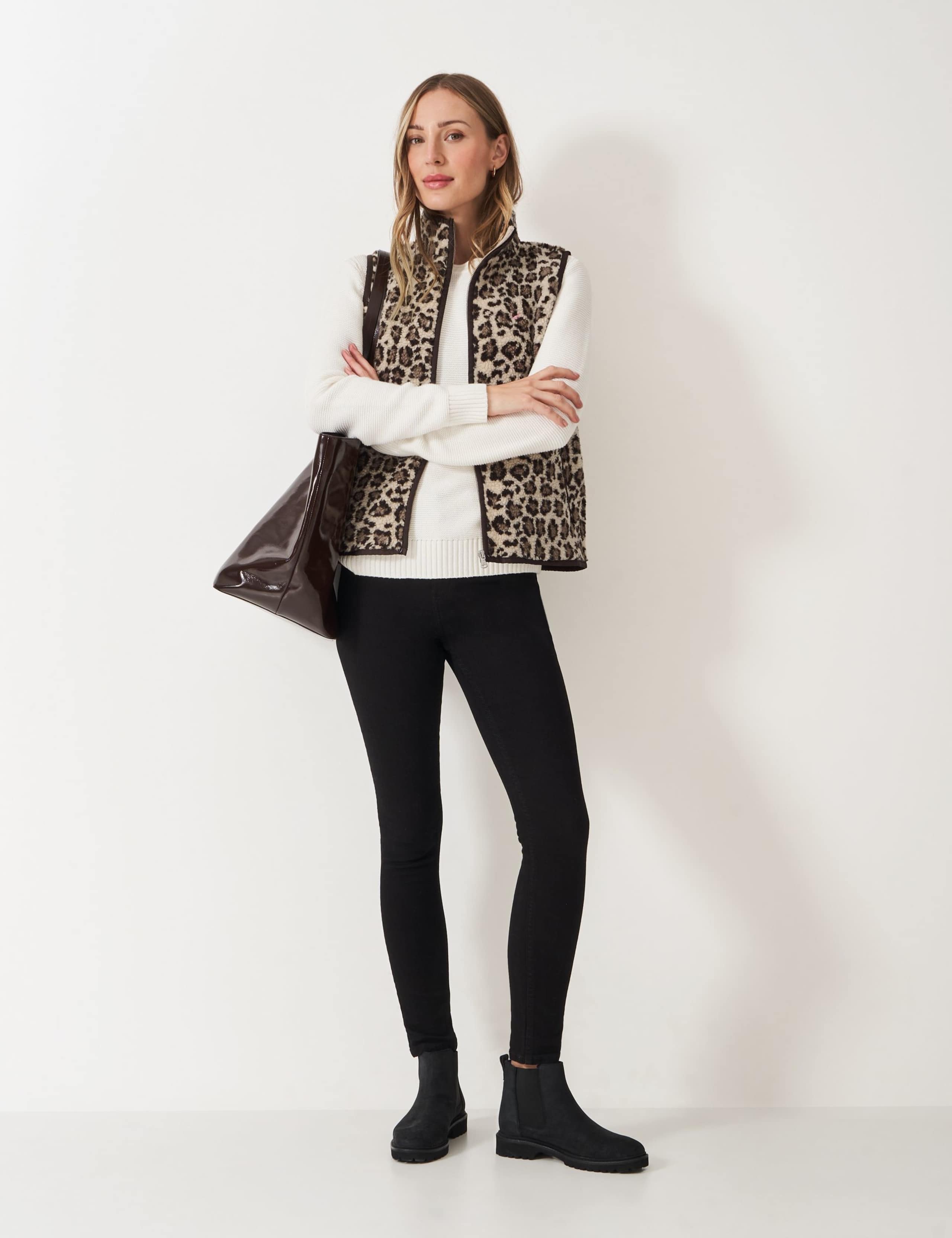 Checked Funnel Neck Gilet