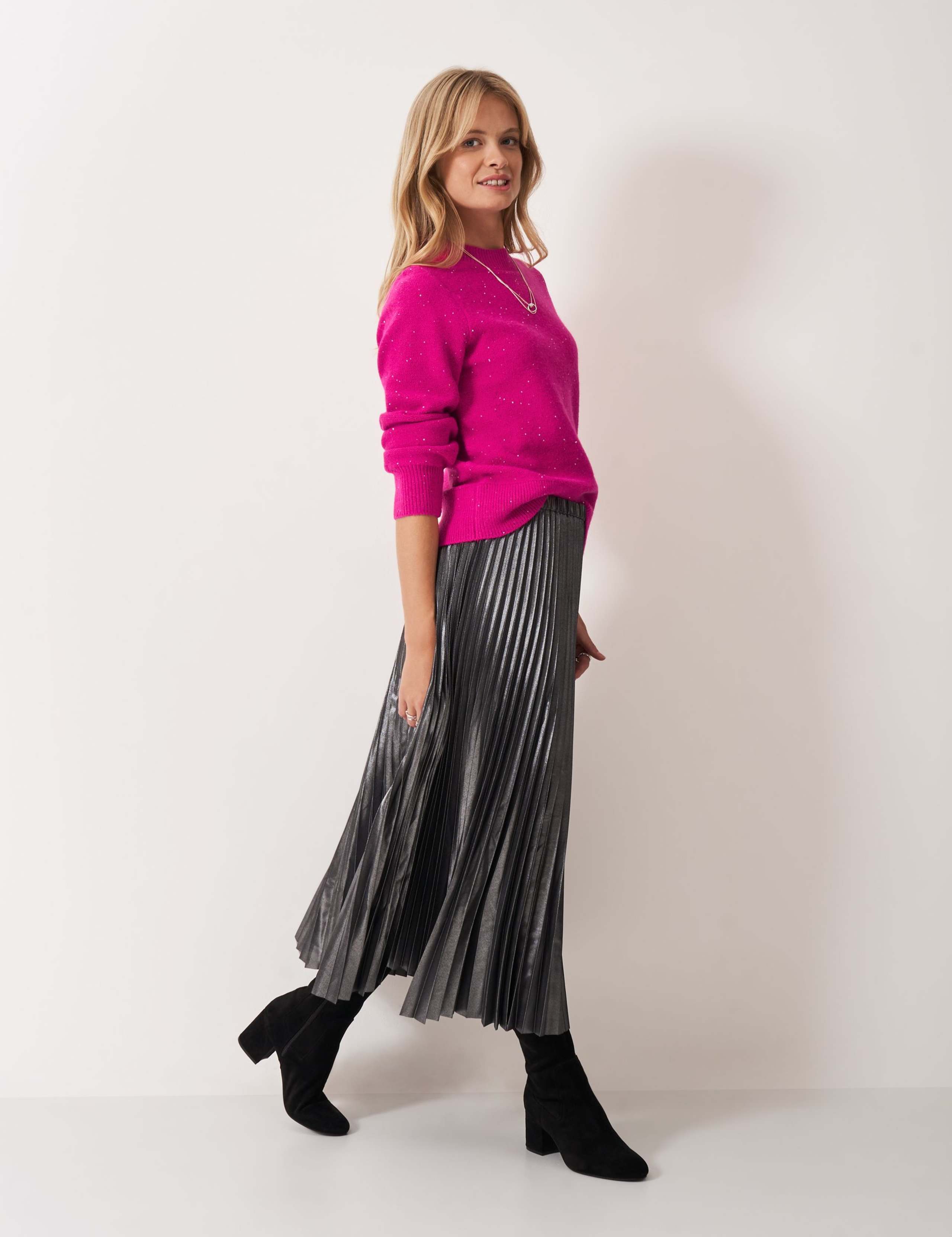 Sparkly Crew Neck Balloon Sleeve Jumper