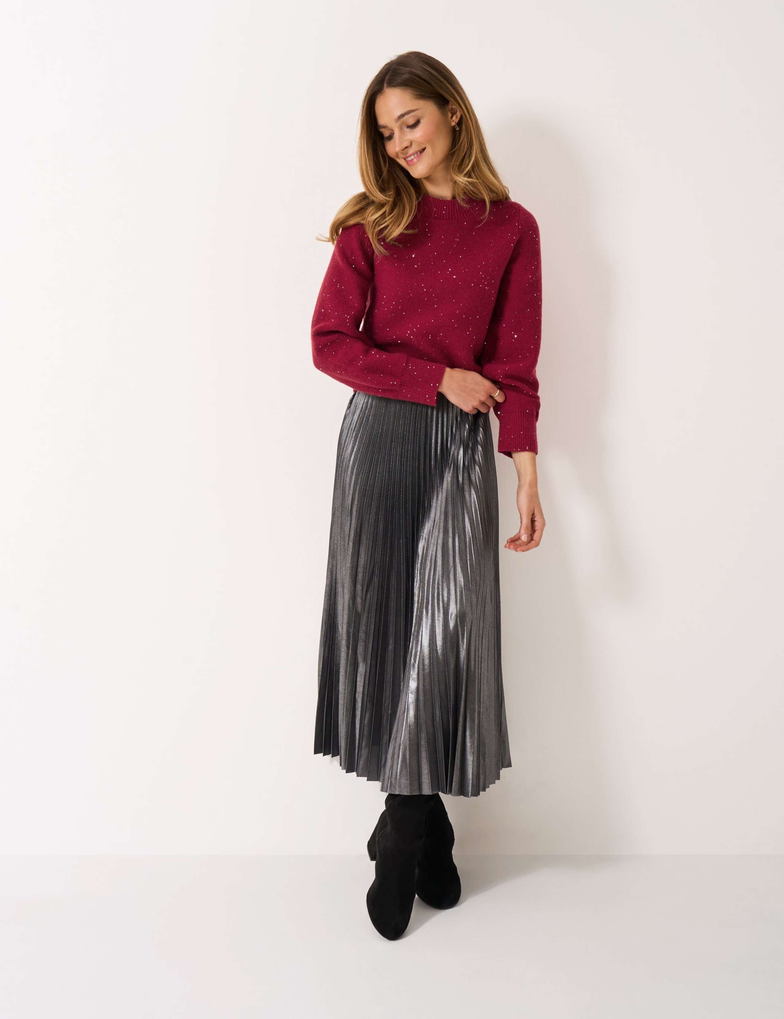 Sparkly Crew Neck Balloon Sleeve Jumper