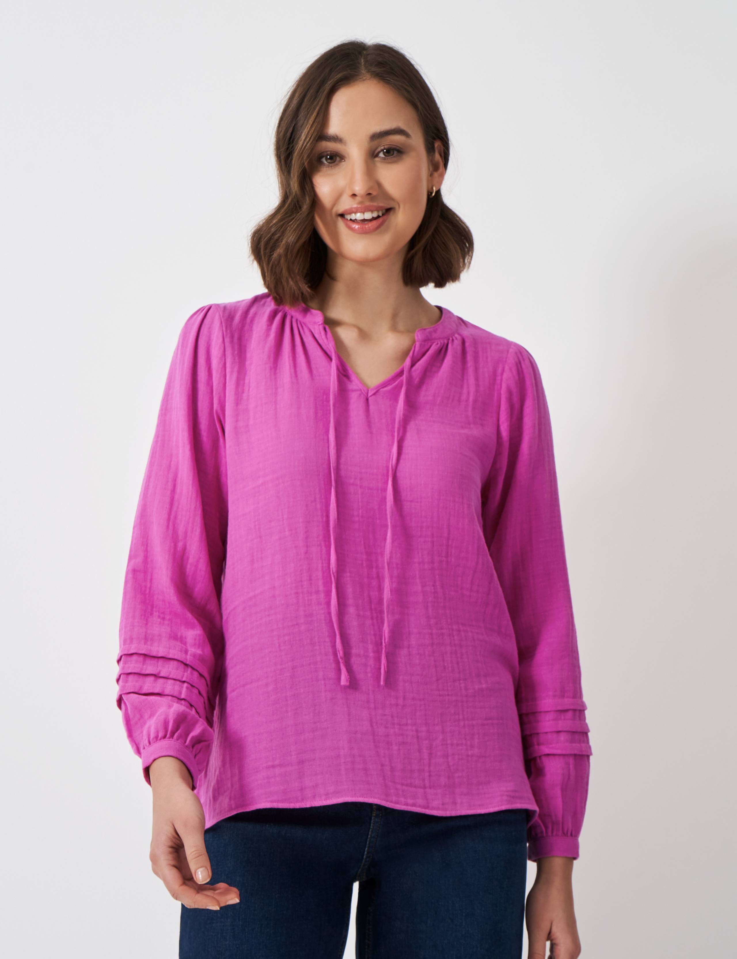 Pure Cotton Tie Neck Blouse