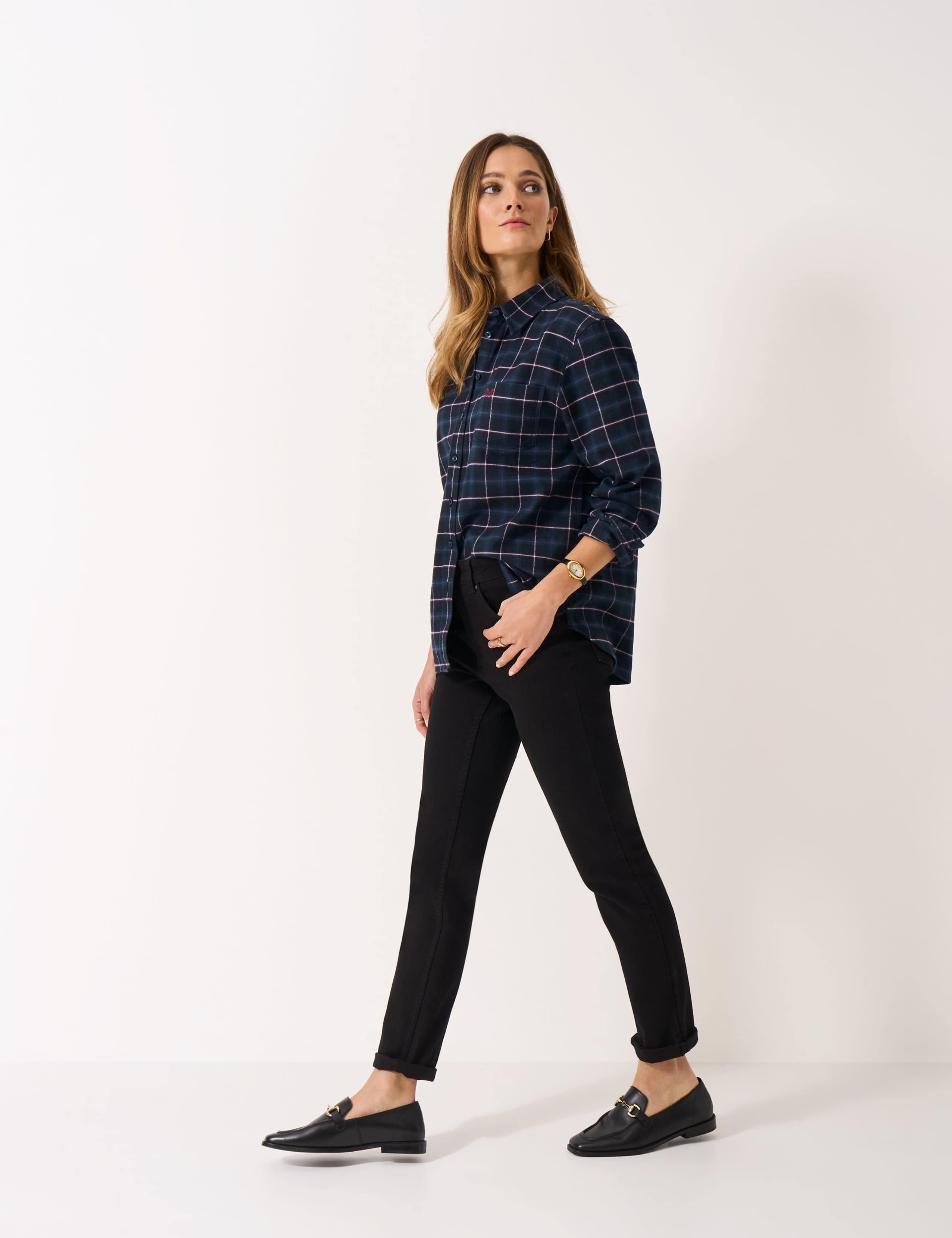 Pure Cotton Flannel Checked Relaxed Shirt