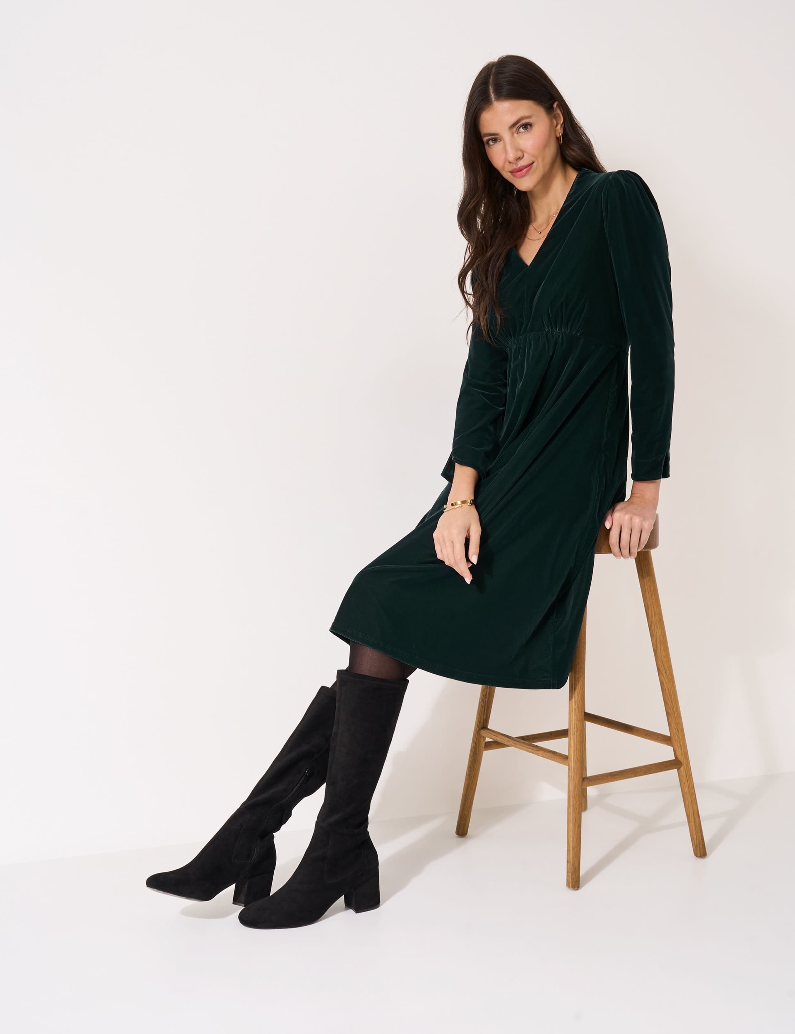 Velvet Midi Waisted Dress