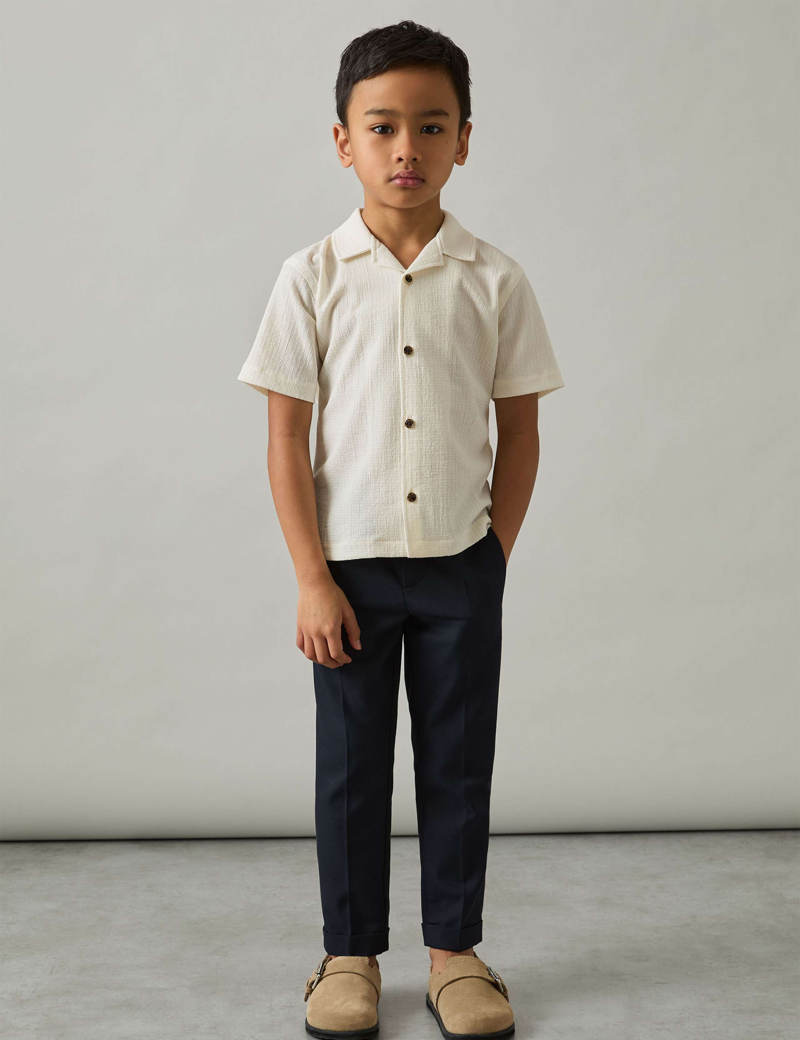 Textured Cuban Collar Shirt (3-14 Yrs)