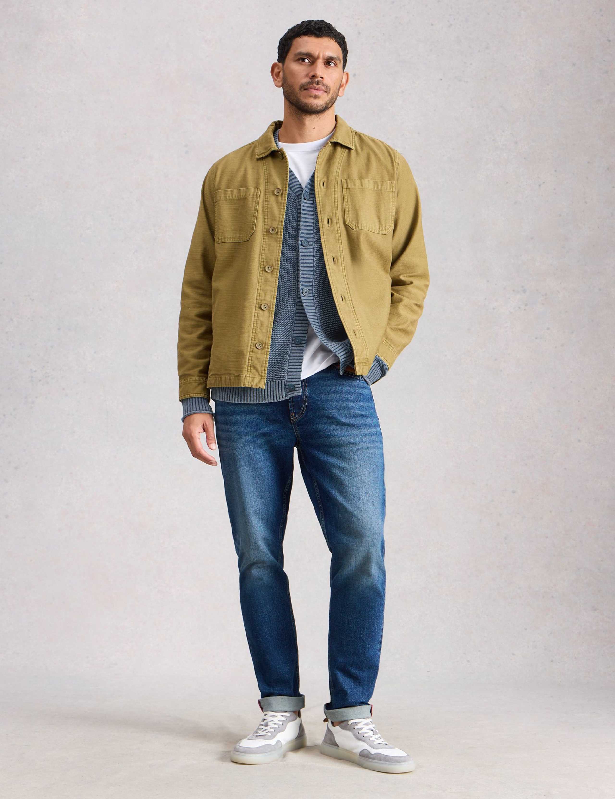 Pure Cotton Textured V-Neck Cardigan