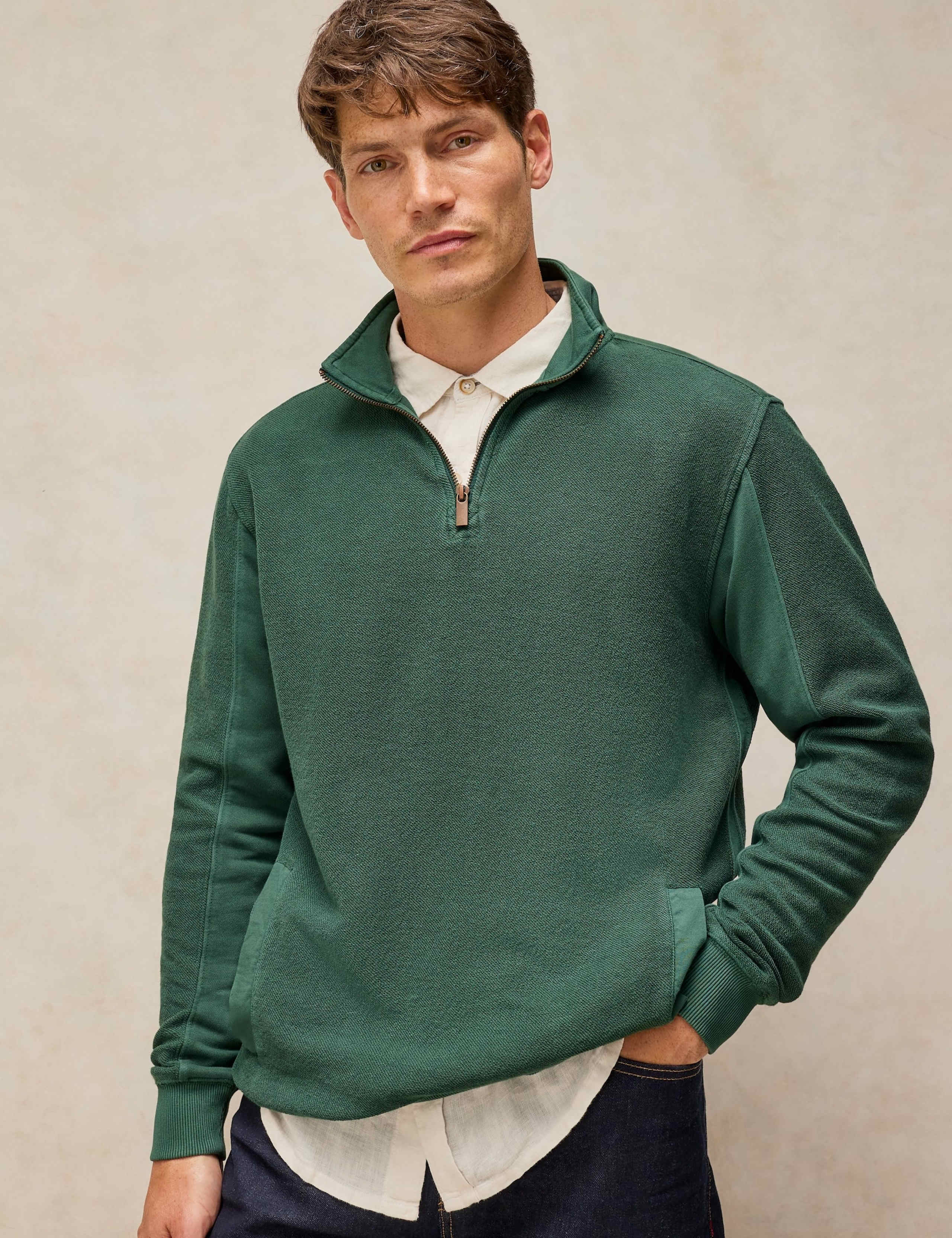 Pure Cotton Half Zip Sweatshirt