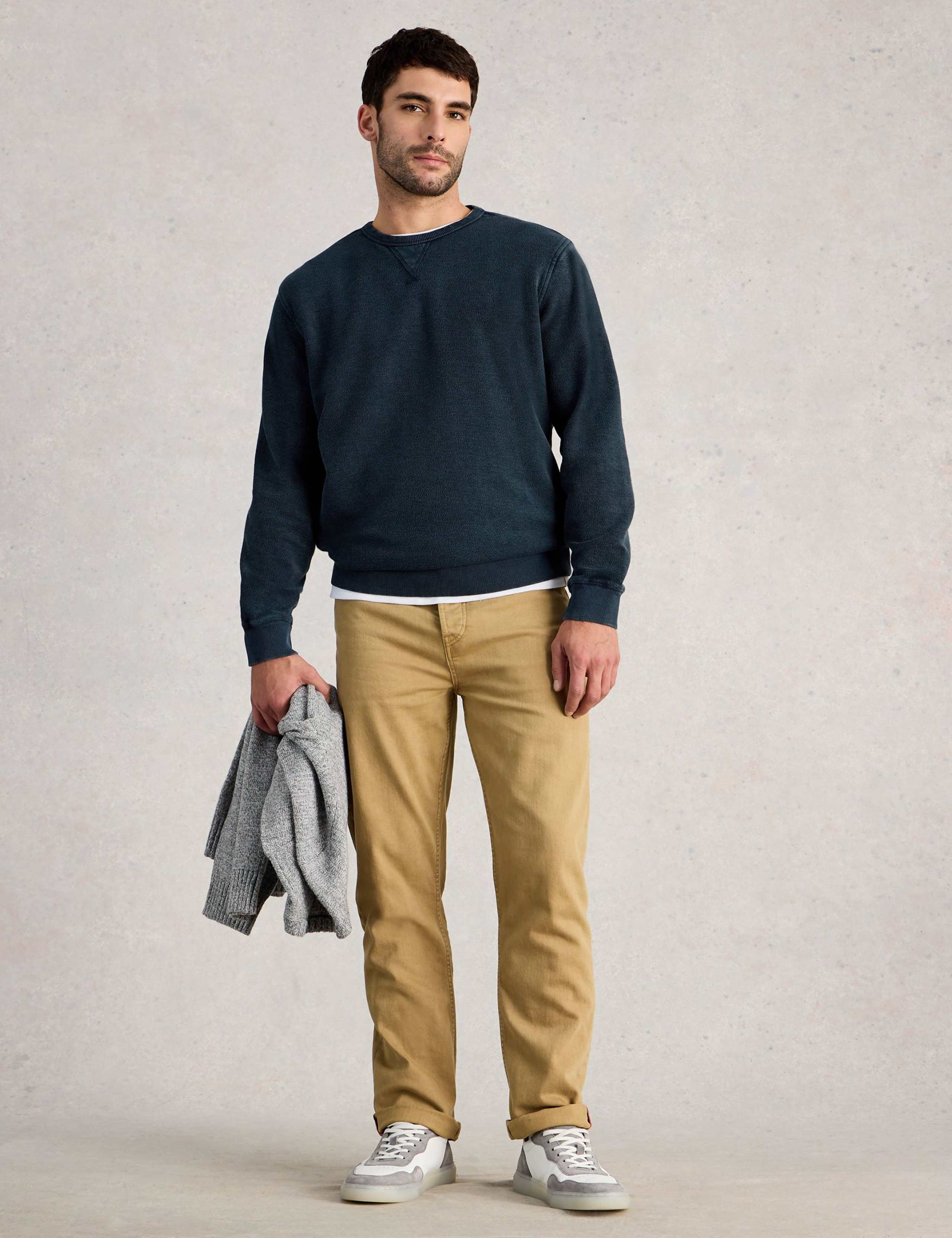 Pure Cotton Textured Crew Neck Sweatshirt