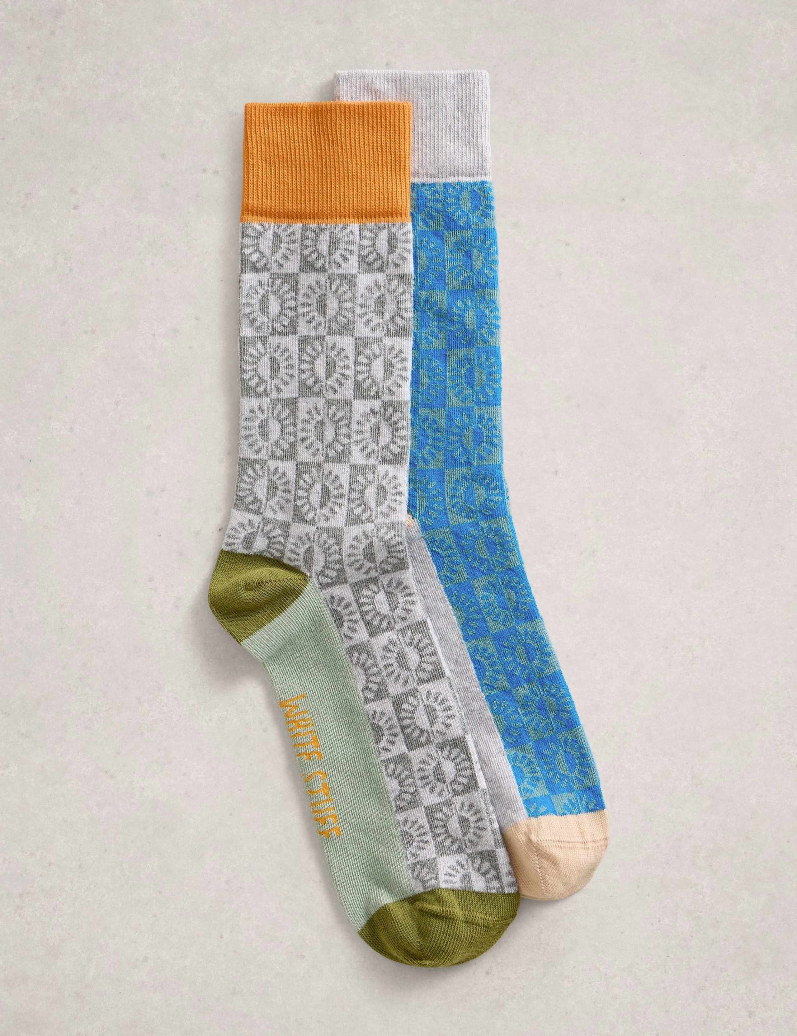2 Pack Sun Print Cotton Rich Socks