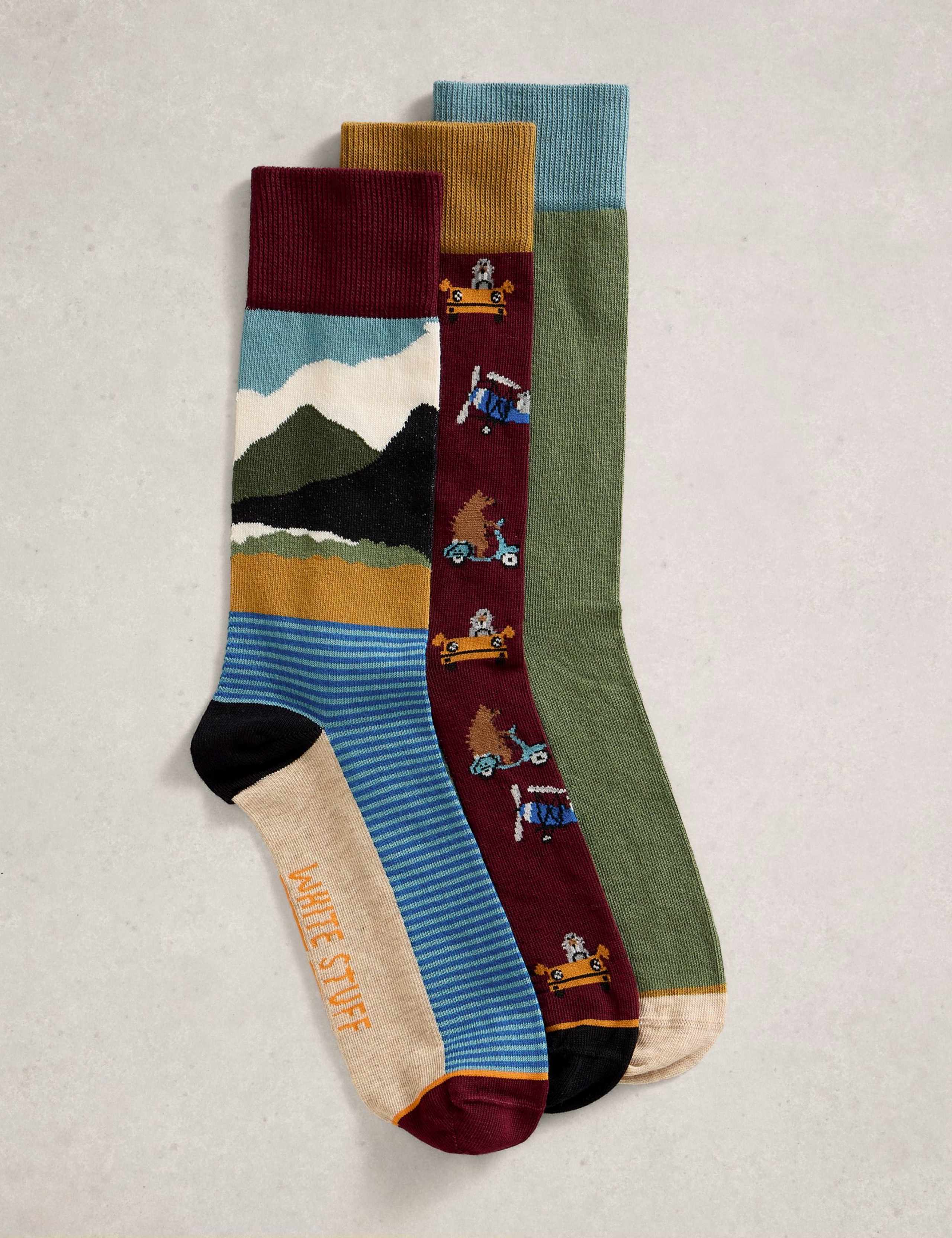 3 Pack Cotton Rich Assorted Socks