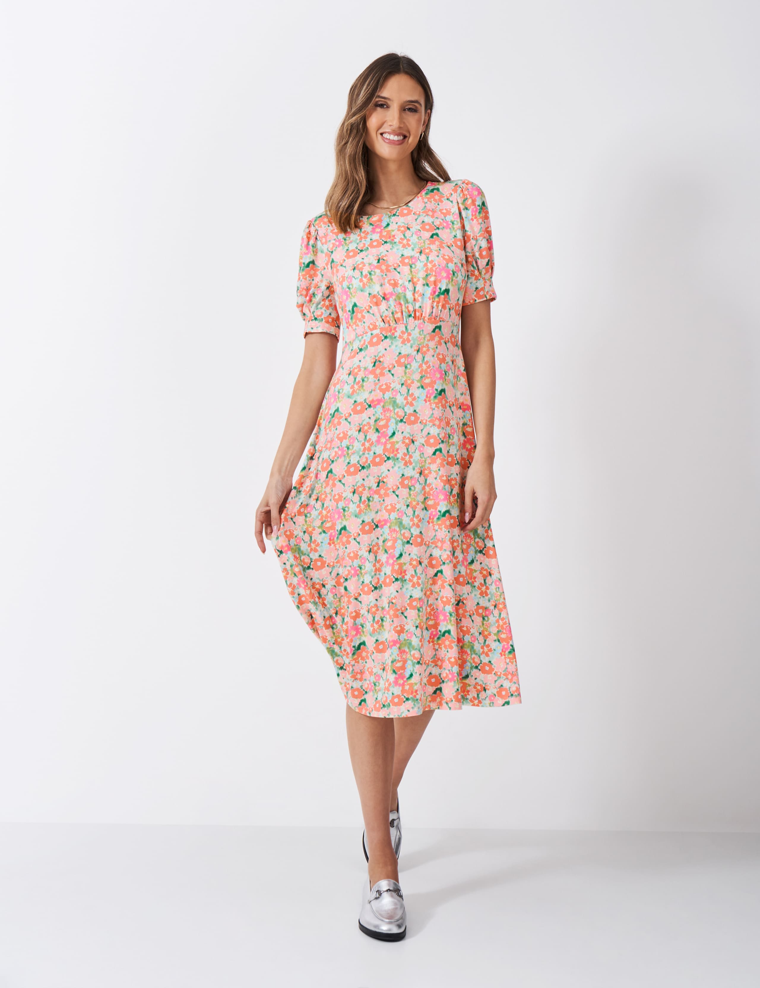 Jersey Floral Midi Tea Dress