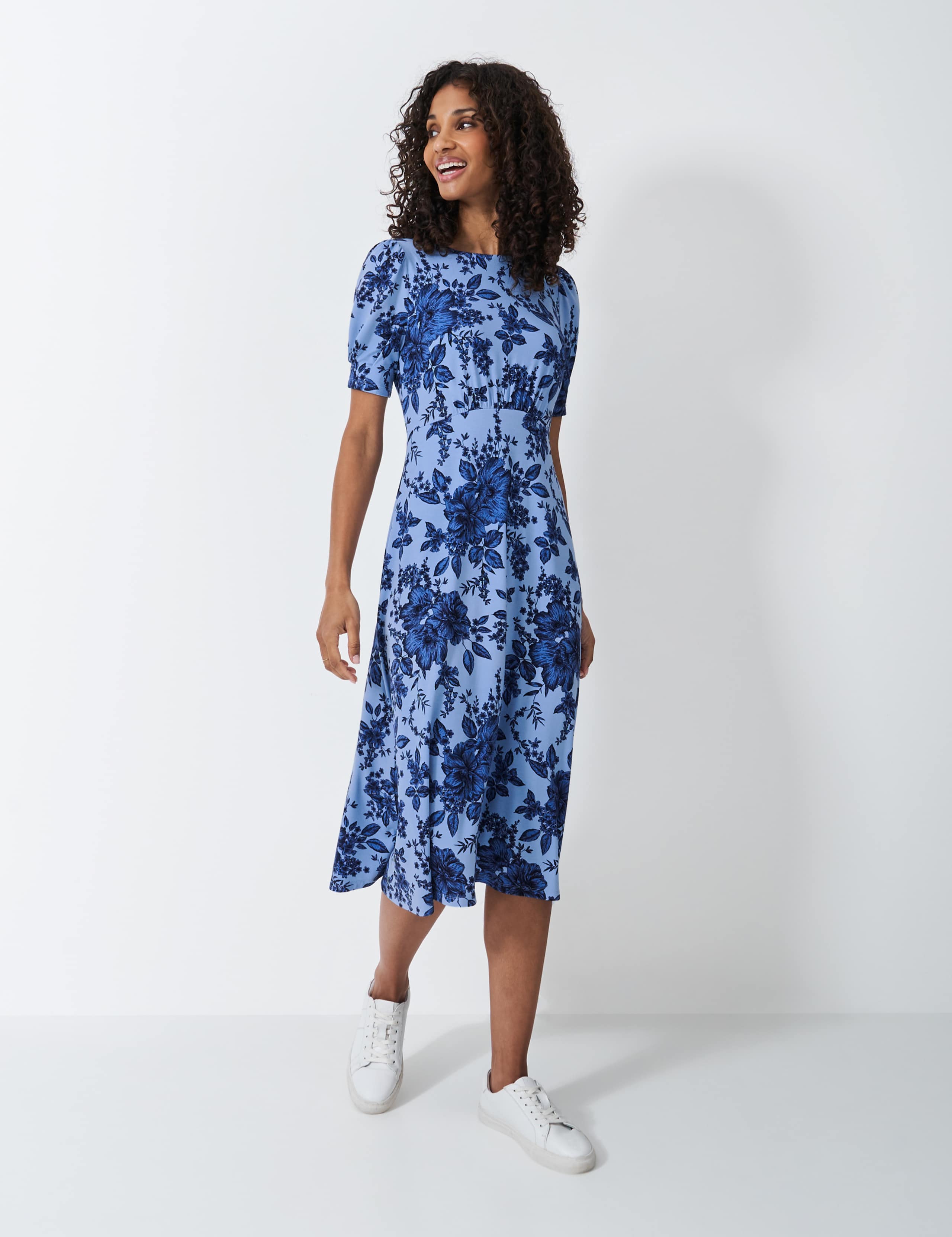 Jersey Floral Midi Tea Dress