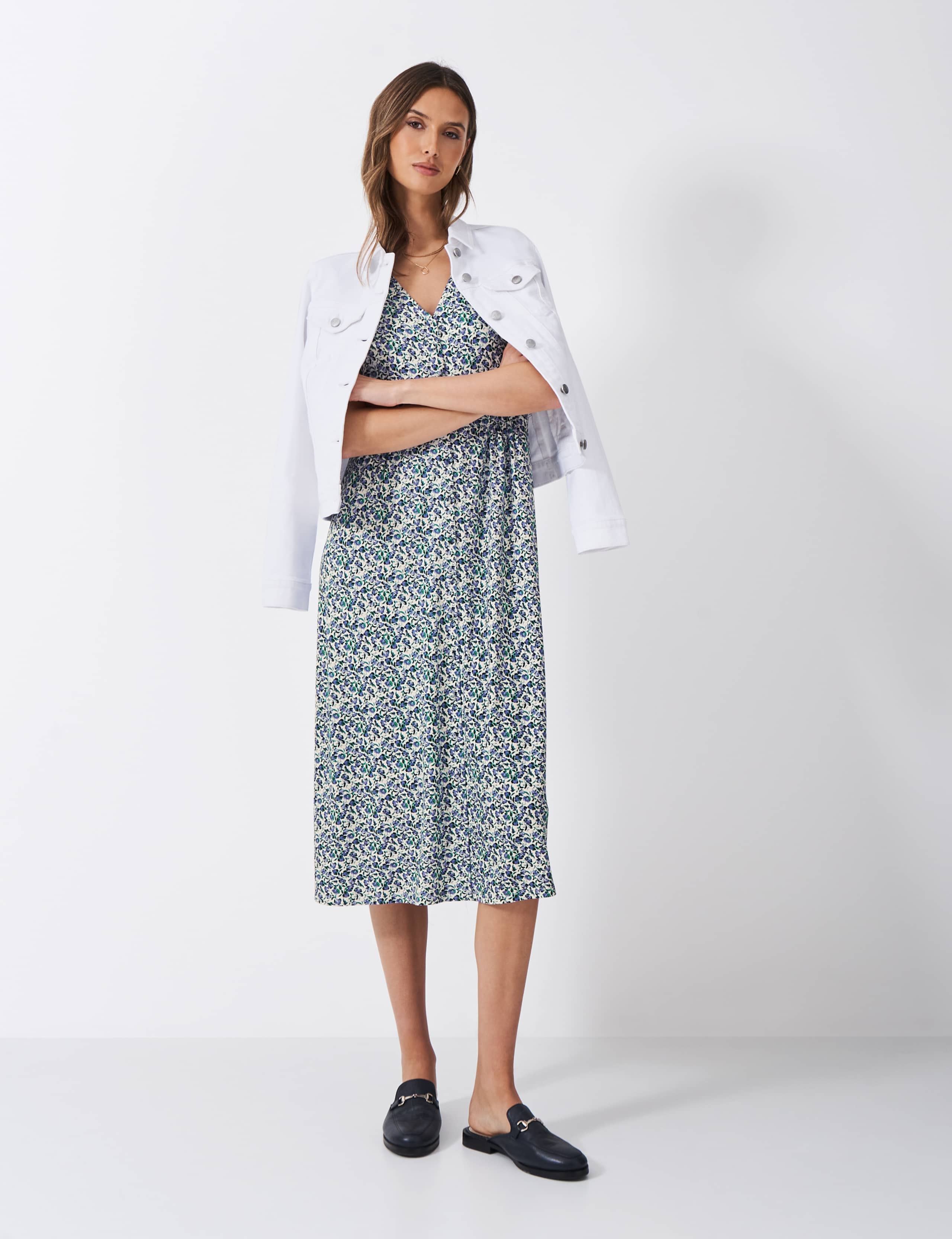 Jersey Floral V-Neck Midaxi Tea Dress