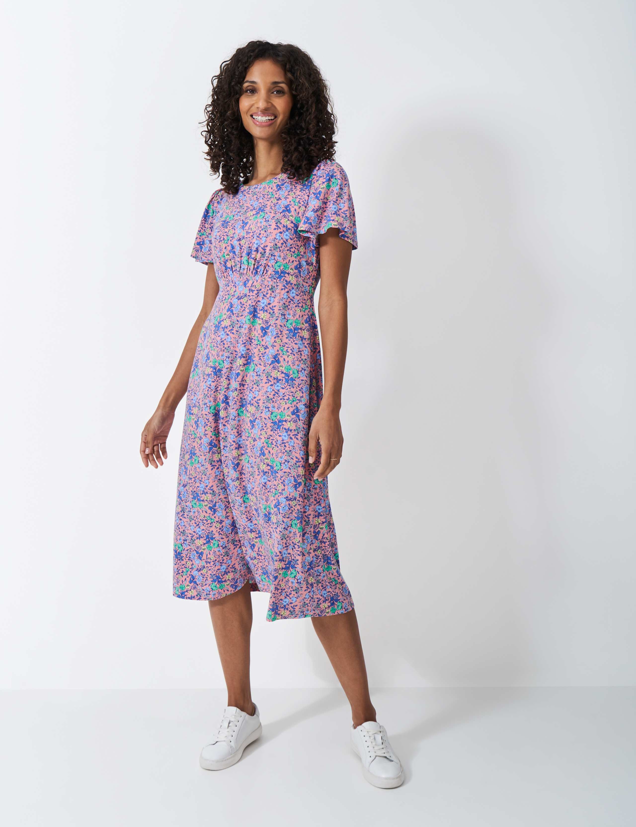 Jersey Floral Knee Length Tea Dress