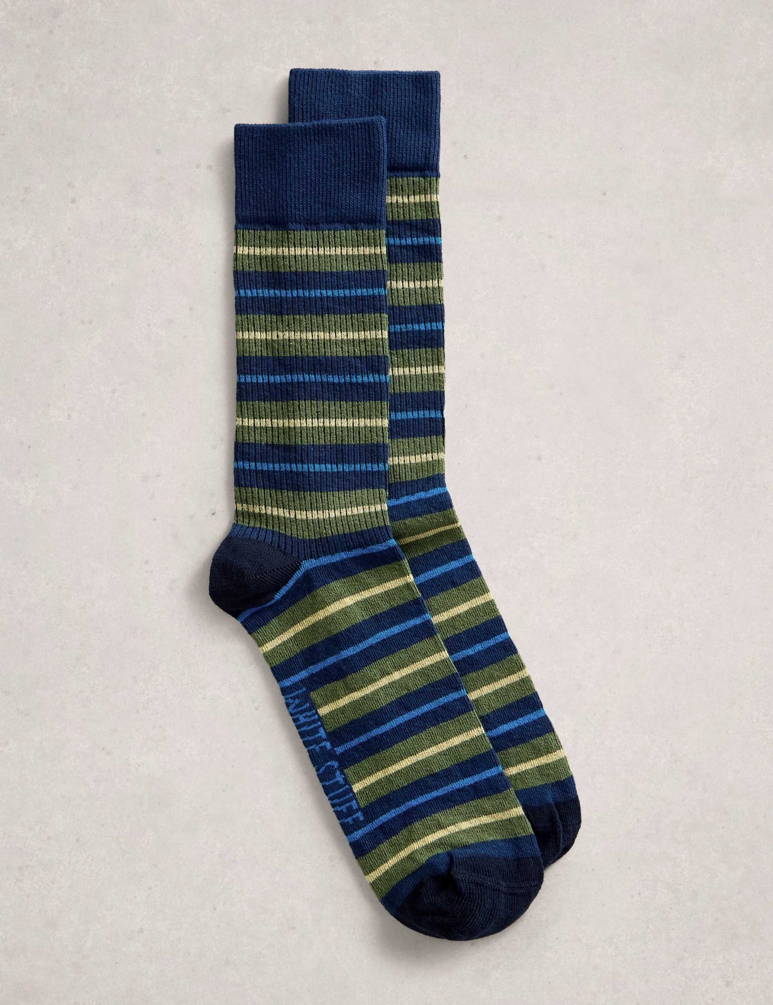 Striped Ribbed Cotton Rich Ankle Socks