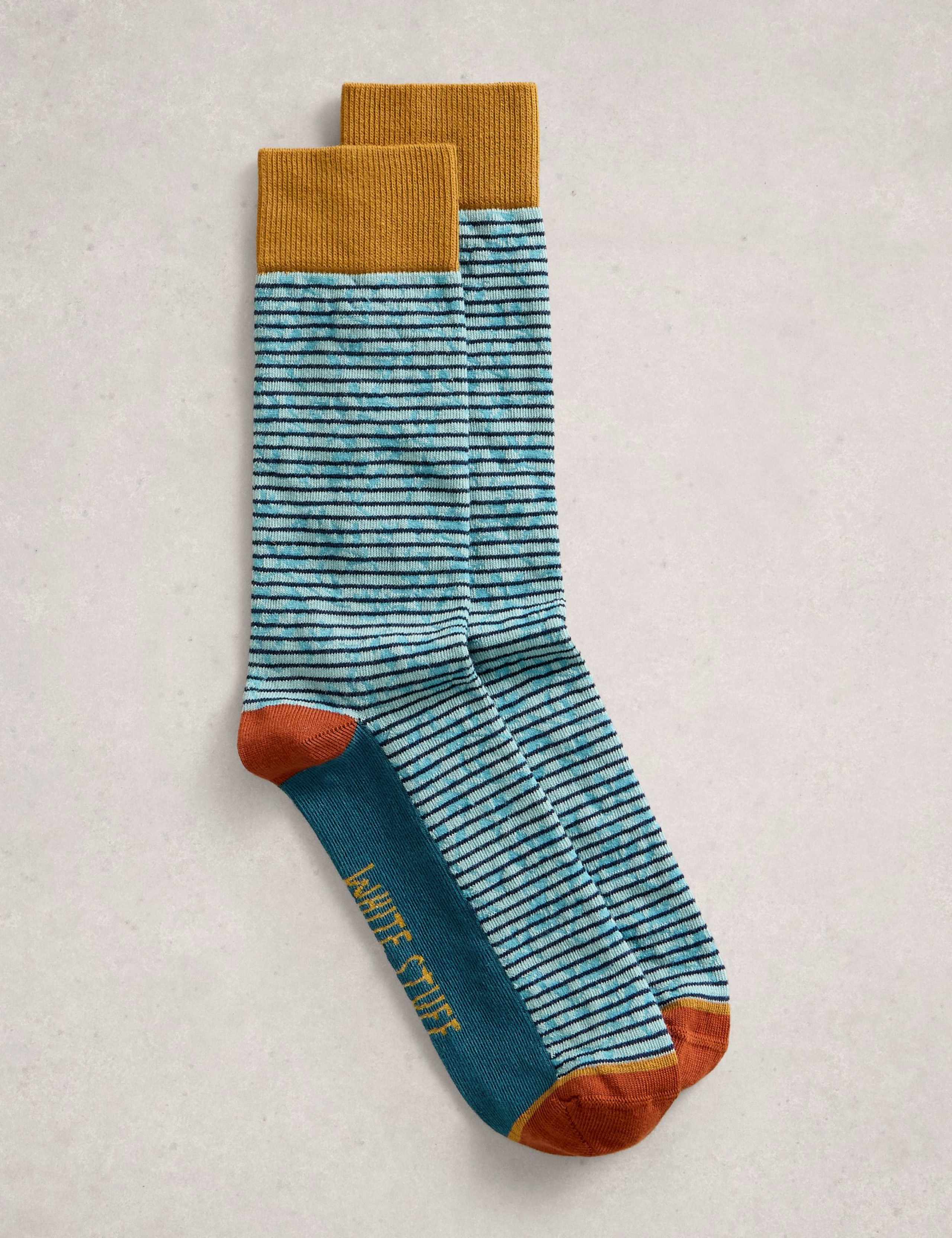 Striped Floral Cotton Rich Socks