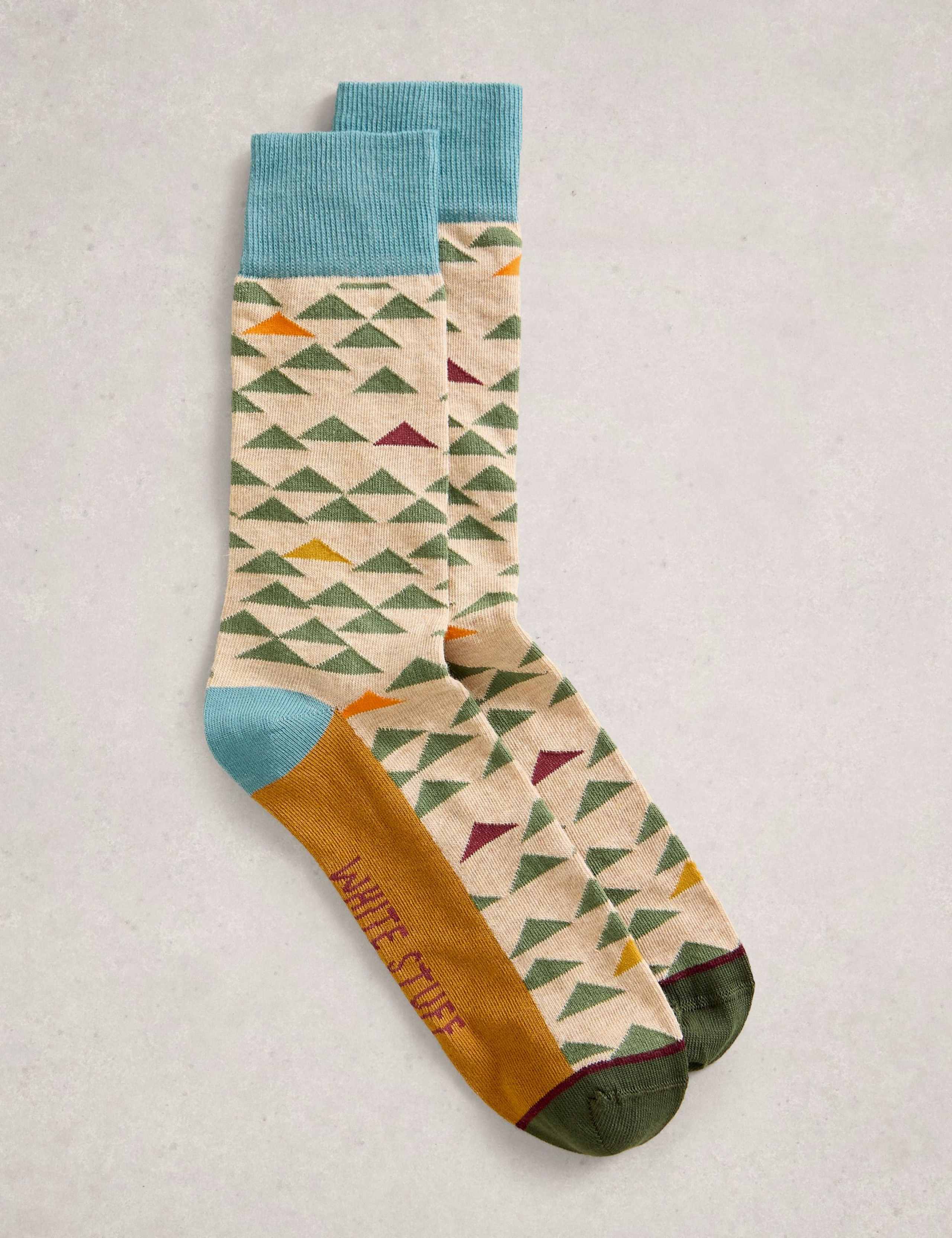 Cotton Rich Geometric Triangle Ankle Socks