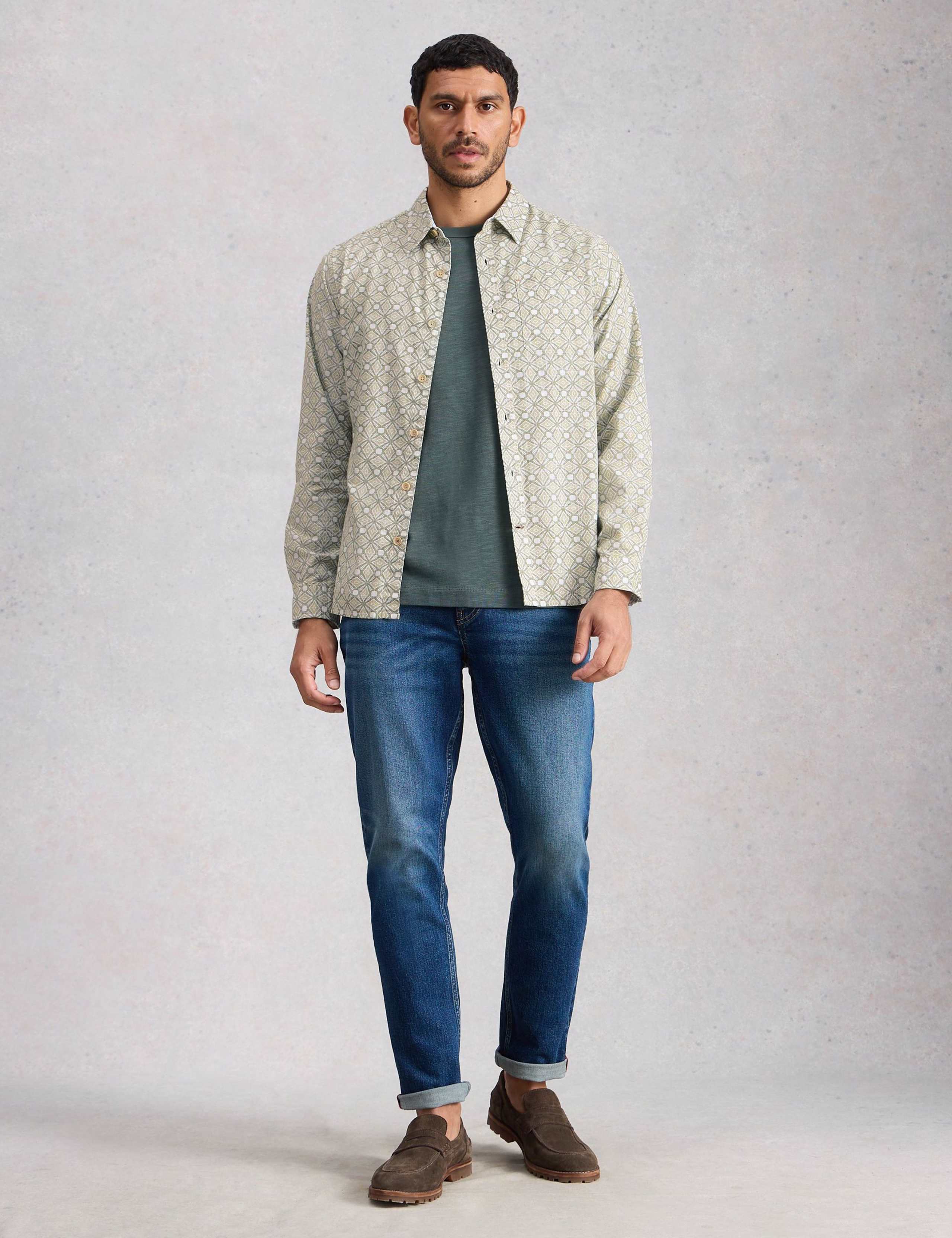 Regular Fit Pure Cotton Tile Print Shirt