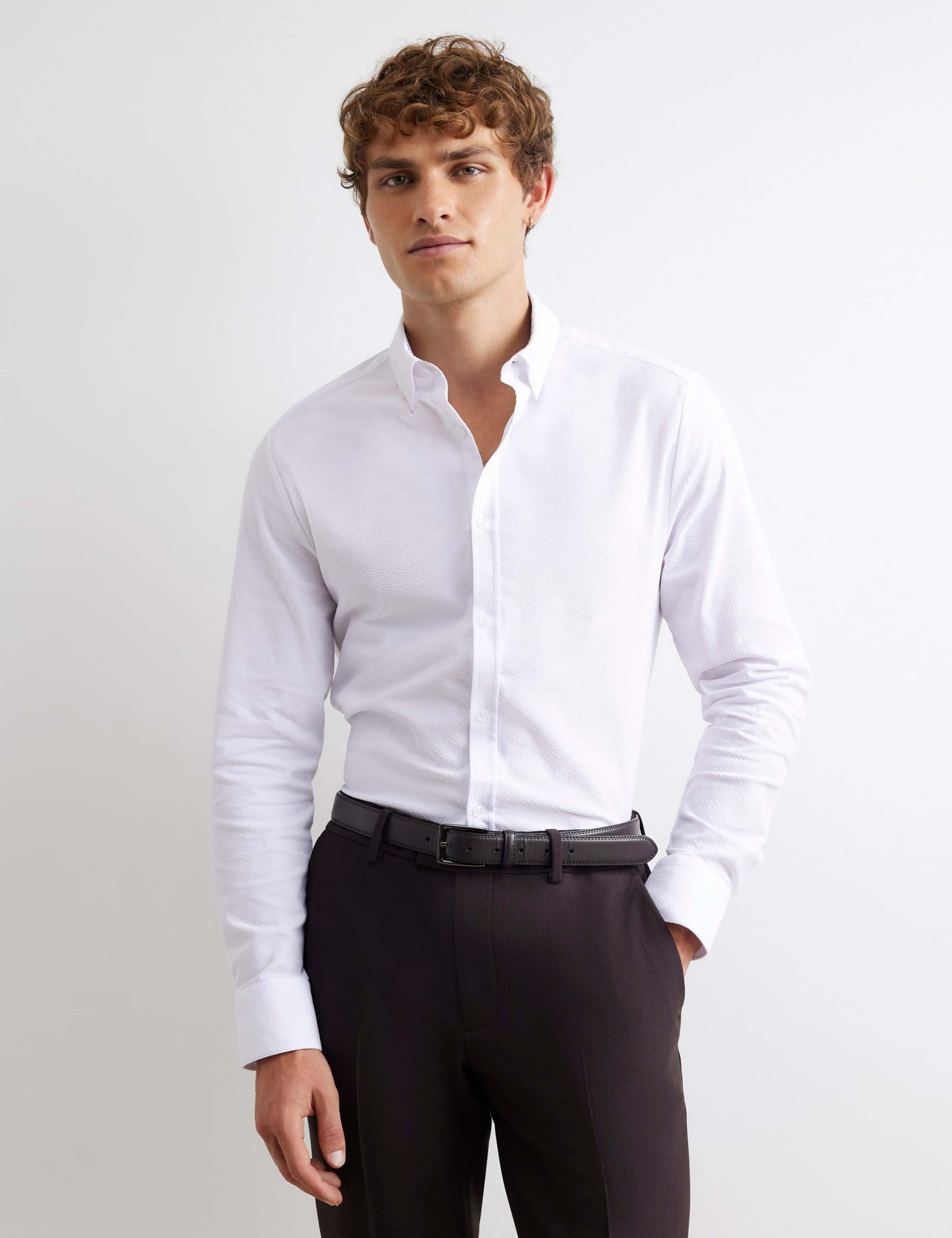 Regular Fit Pure Cotton Textured Shirt