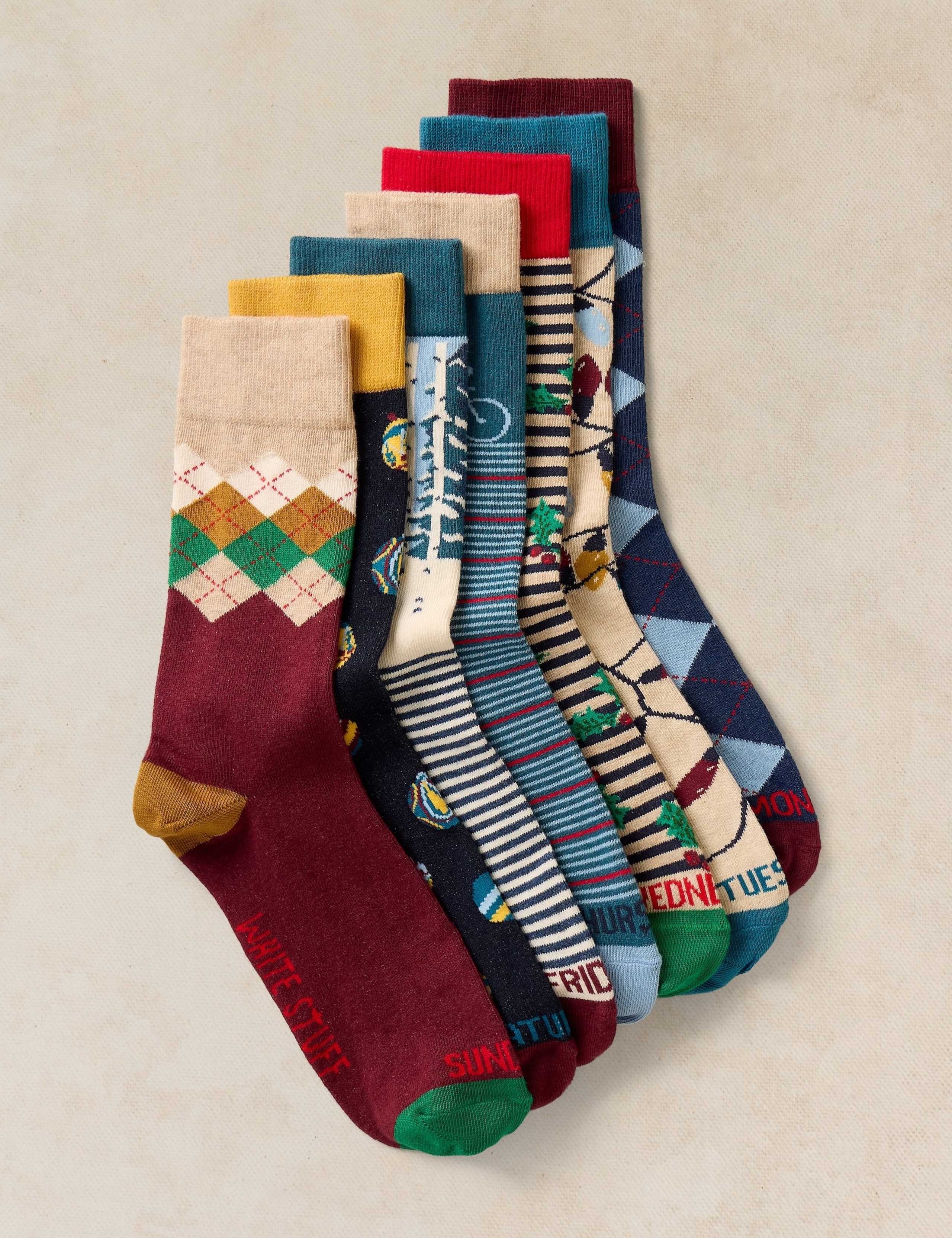 7 Pack Christmas Days Of The Week Socks