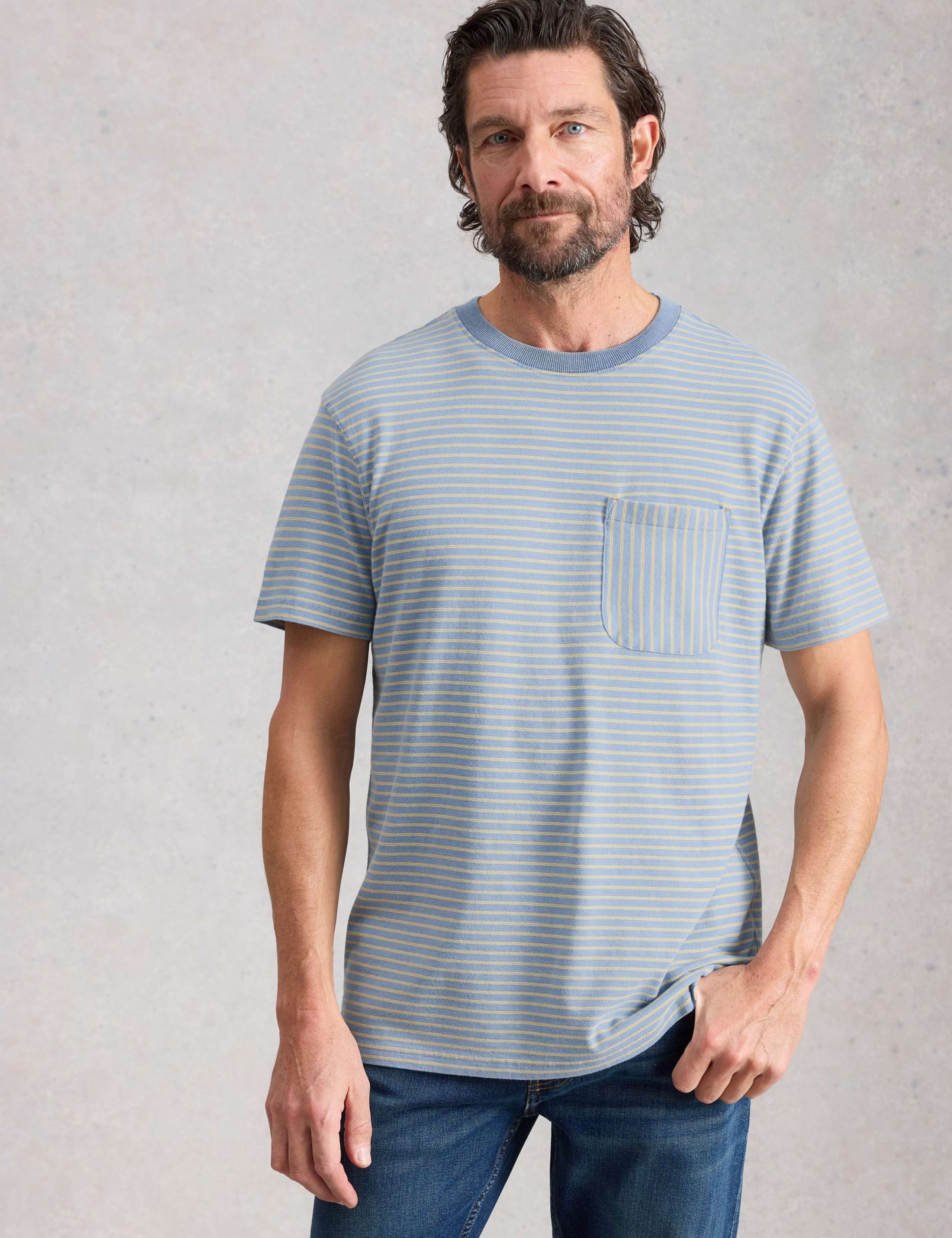 Pure Cotton Striped Crew Neck T-Shirt